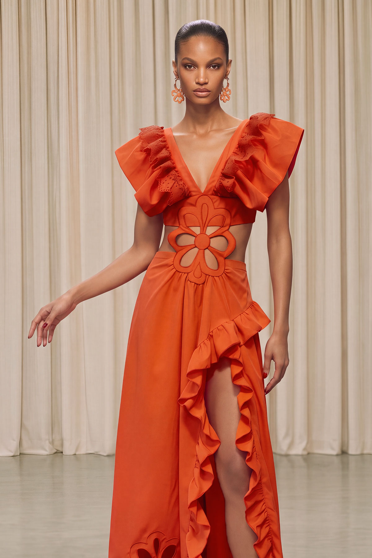 Kantana V Neck Cutout Split Maxi Dress