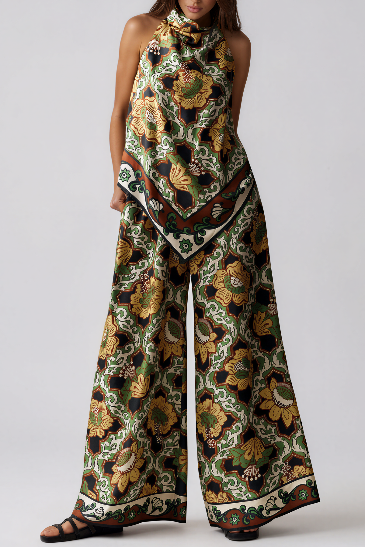 Kanuha Halter Neck Floral Pants Set 