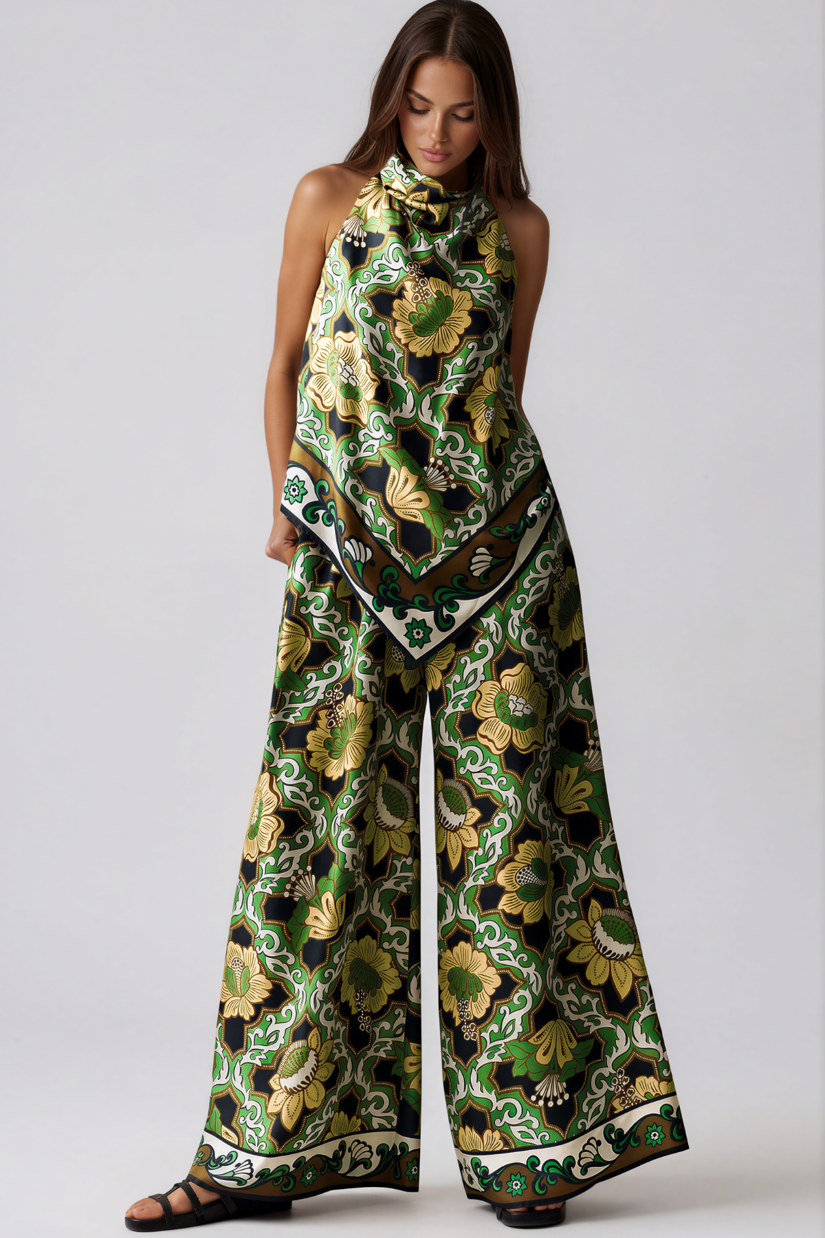 Kanuha Halter Neck Floral Pants Set 
