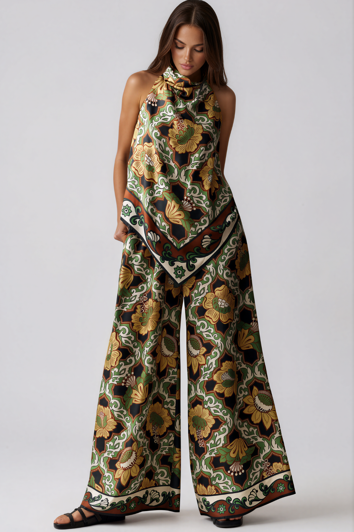 Kanuha Halter Neck Floral Pants Set 