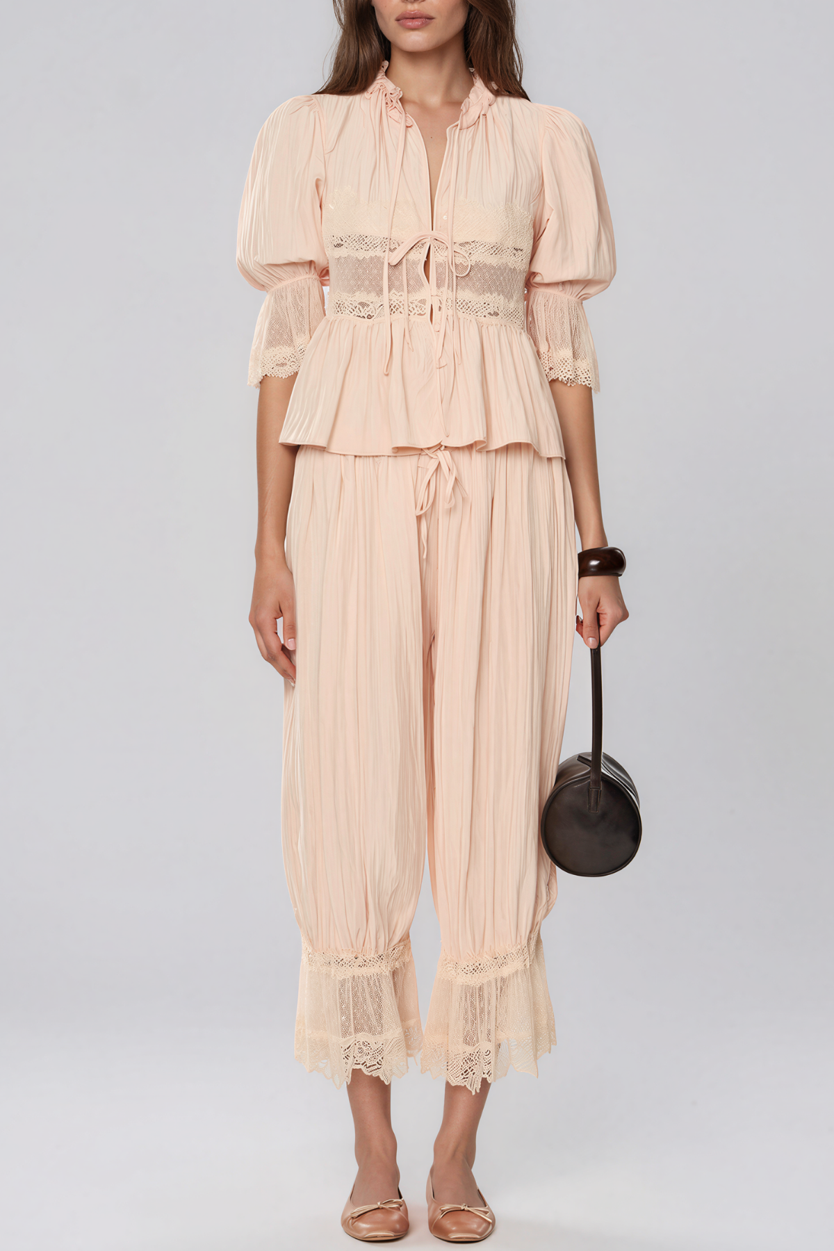 Kapil Puff Sleeve Lace Pants Set