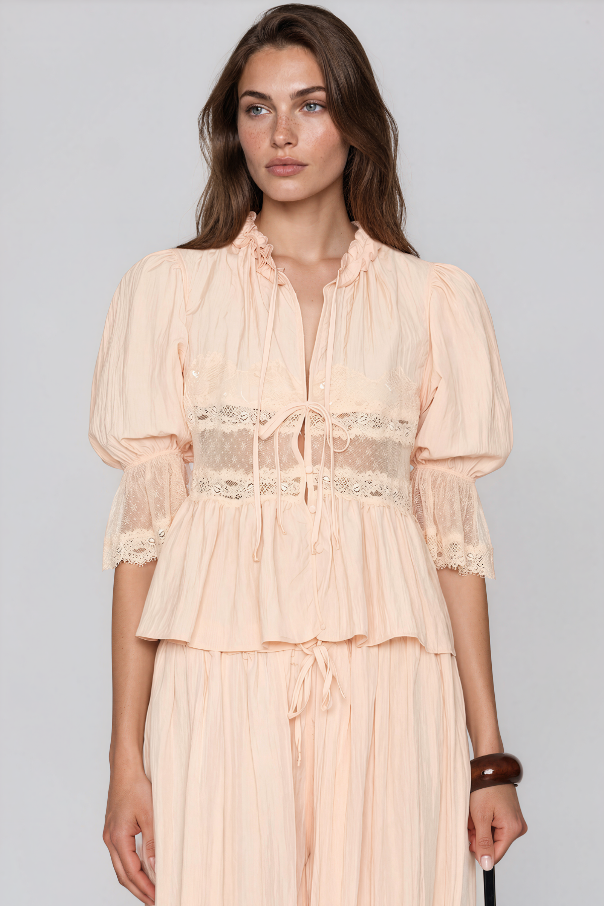 Kapil Puff Sleeve Lace Pants Set