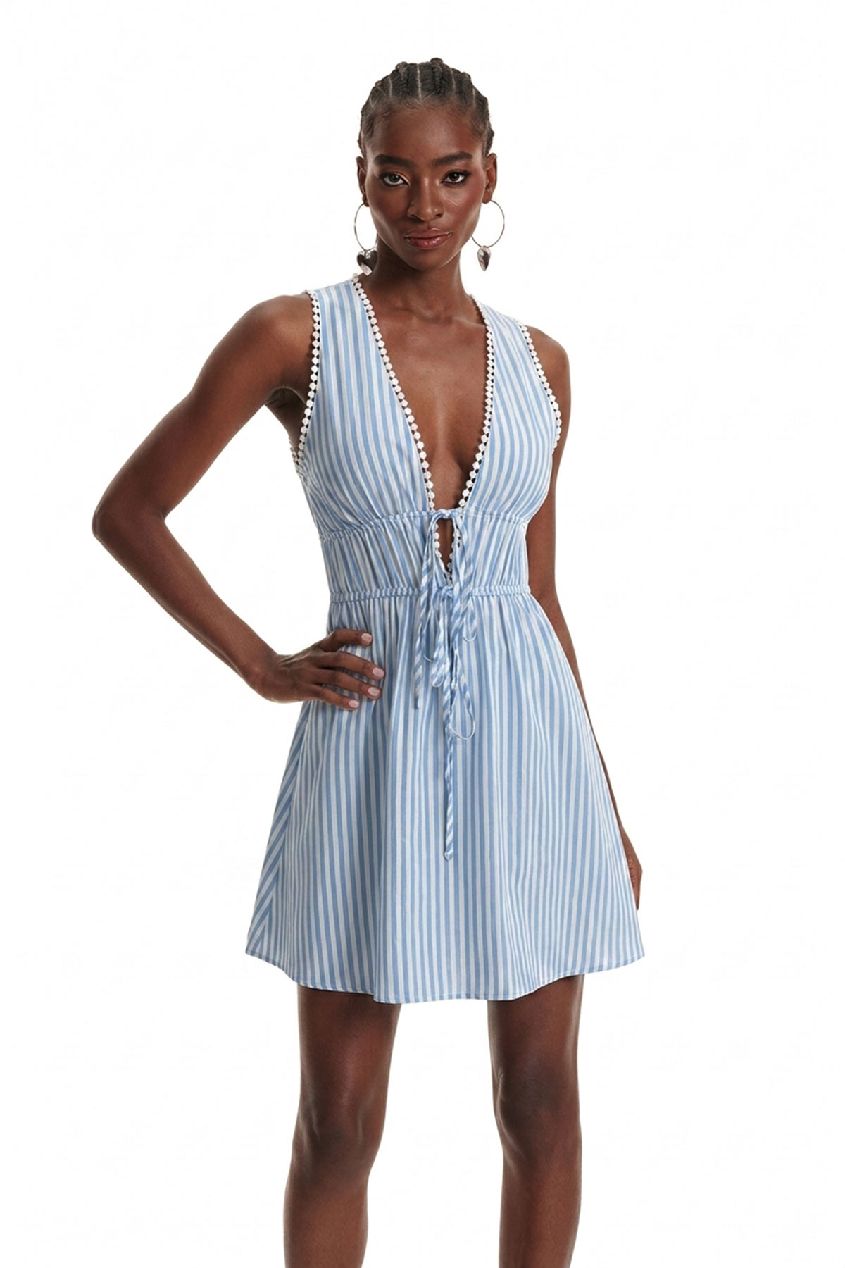 Kapila Plunge Stripe Mini Dress