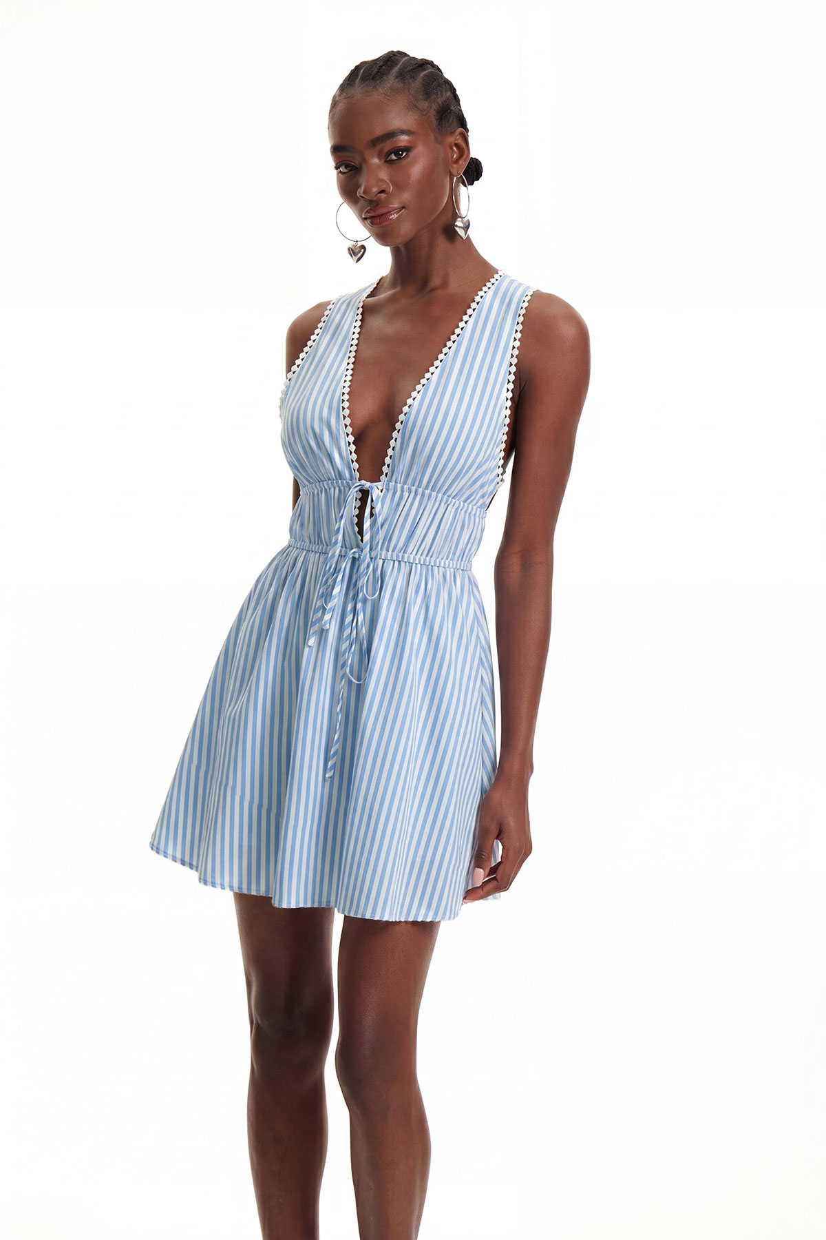 Kapila Plunge Stripe Mini Dress