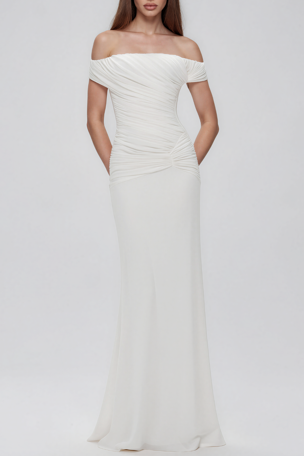 Kare Off Shoulder Ruch Maxi Dress