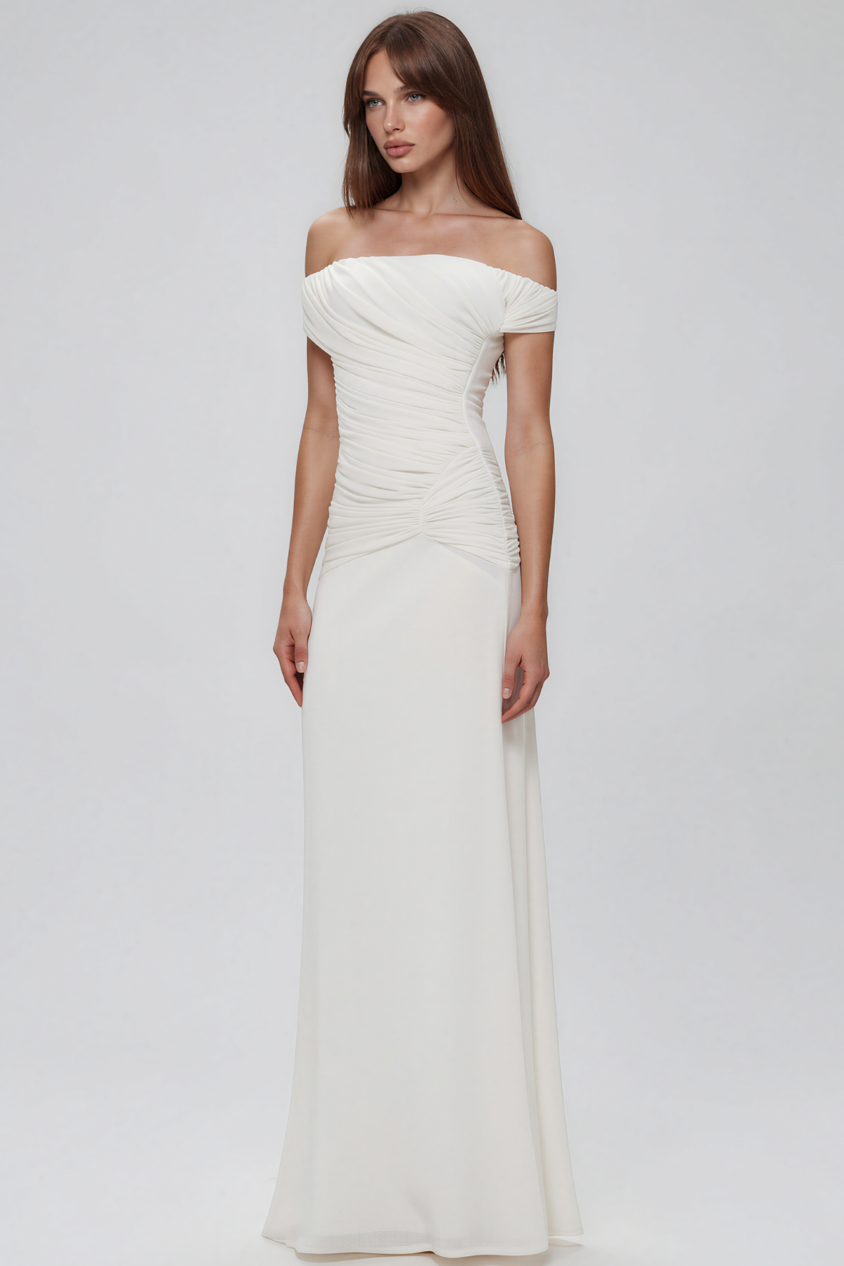 Kare Off Shoulder Ruch Maxi Dress