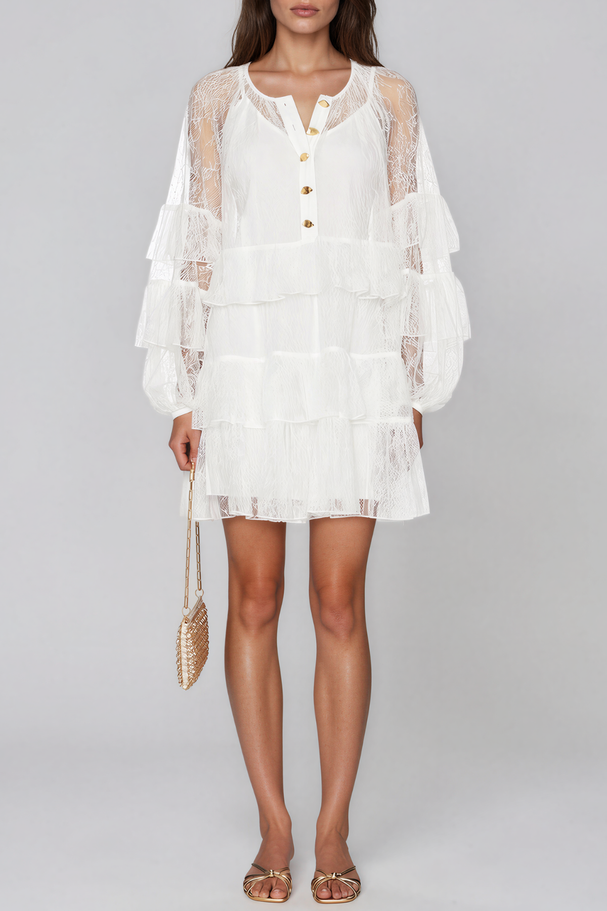 Karenina Balloon Sleeve Lace Mini Dress