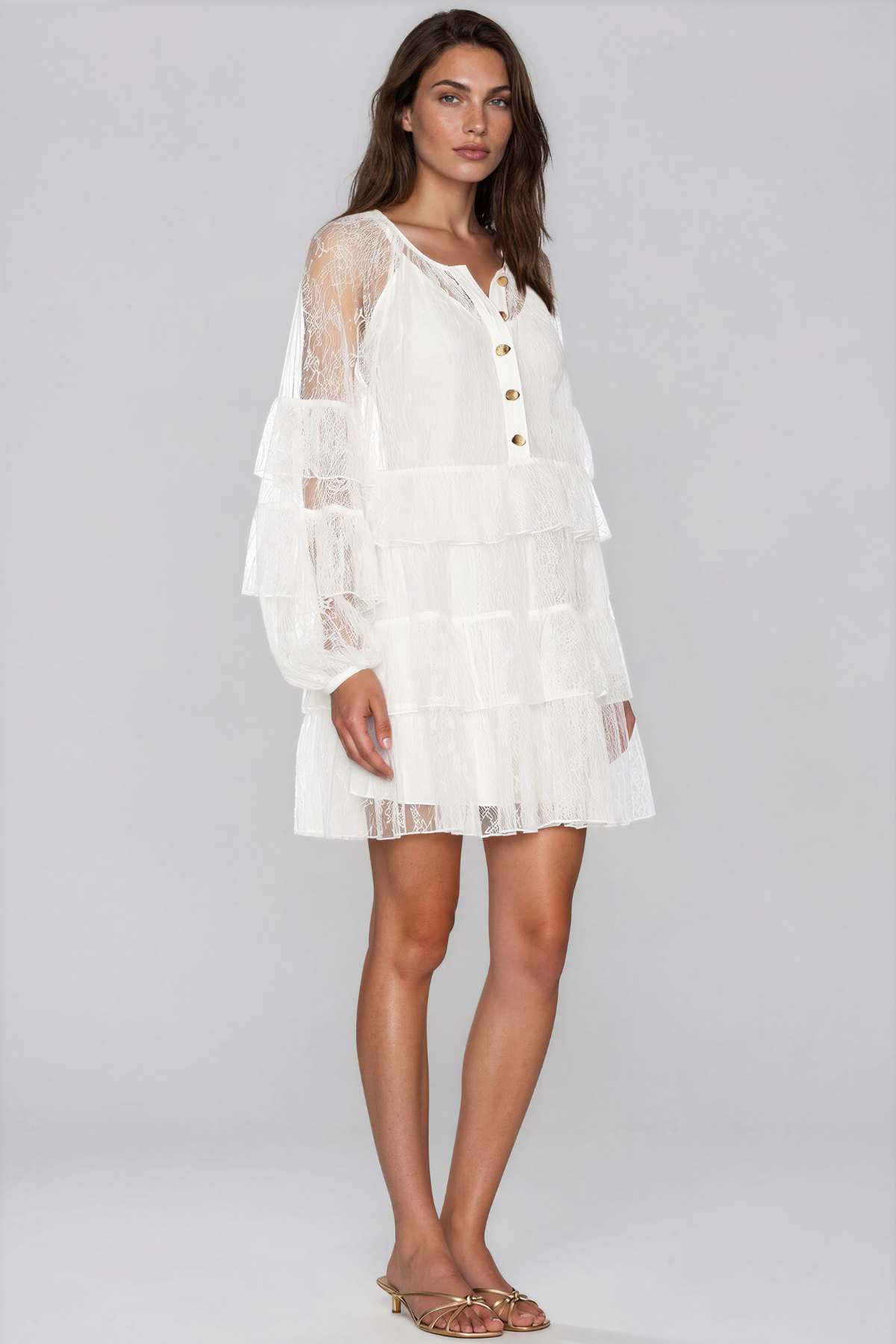 Karenina Balloon Sleeve Lace Mini Dress
