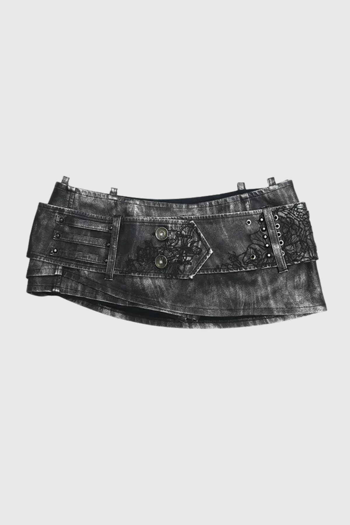 Karim Asymmetric Studded Denim Shorts