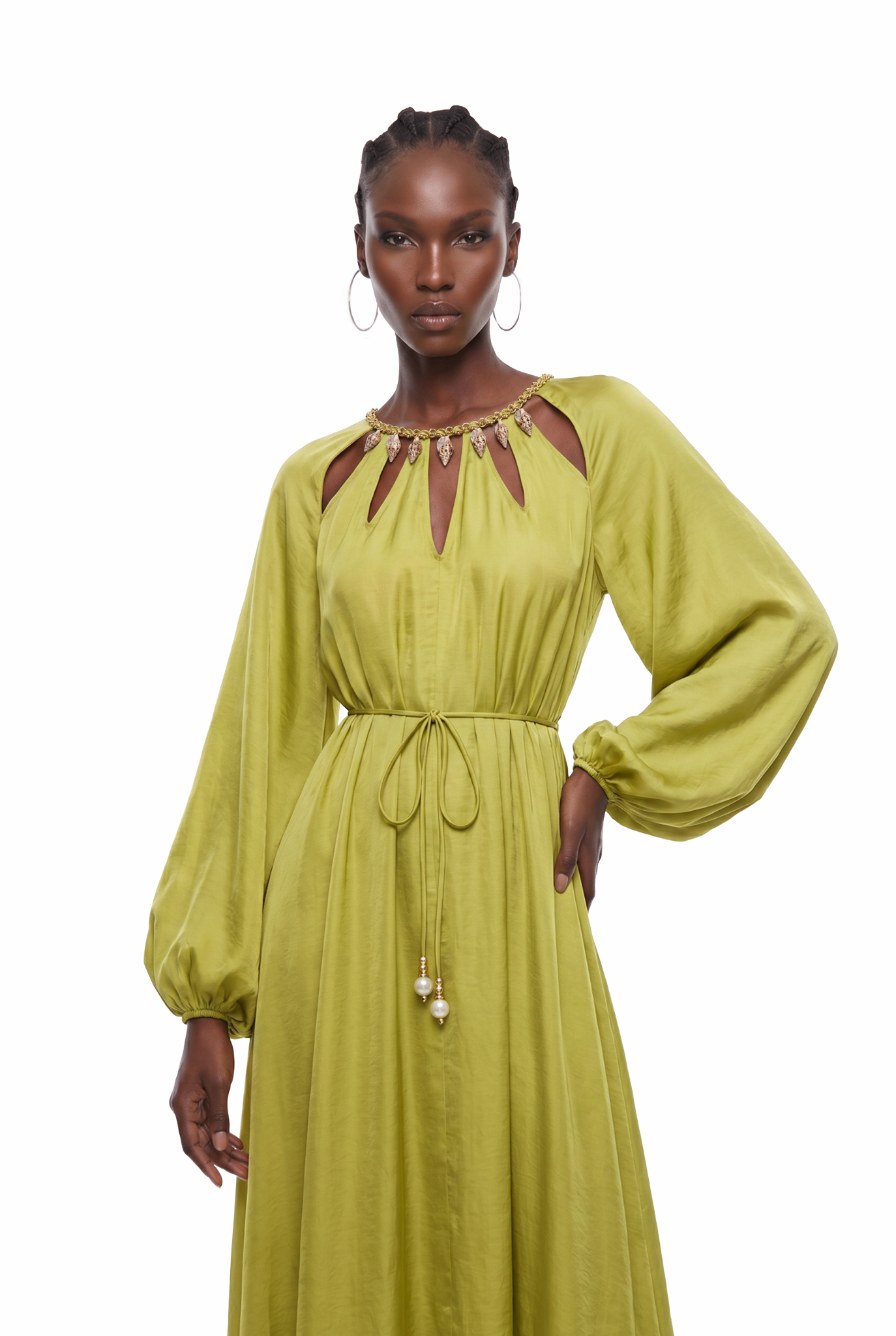Karina Balloon Sleeve Cutout Ruch Maxi Dress