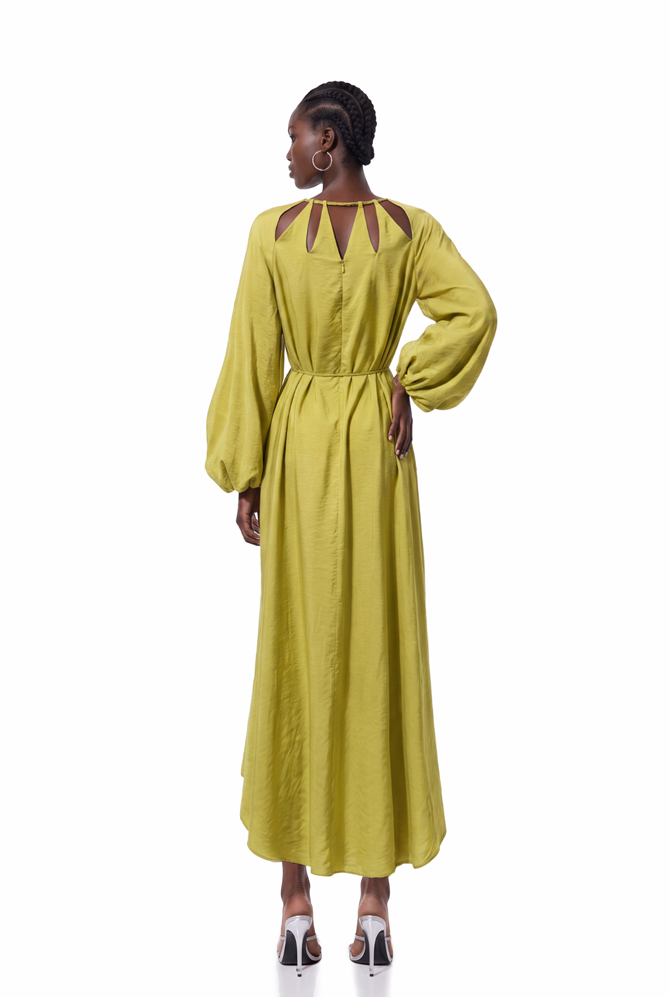Karina Balloon Sleeve Cutout Ruch Maxi Dress