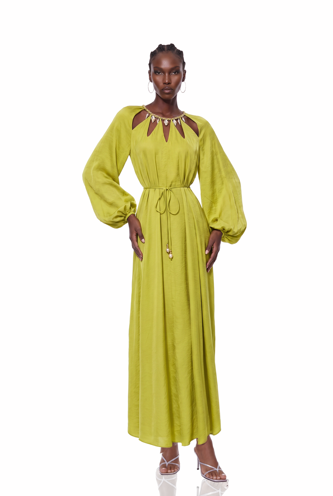 Karina Balloon Sleeve Cutout Ruch Maxi Dress
