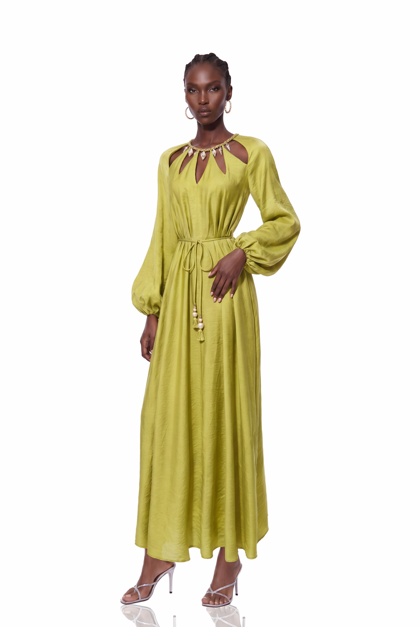 Karina Balloon Sleeve Cutout Ruch Maxi Dress
