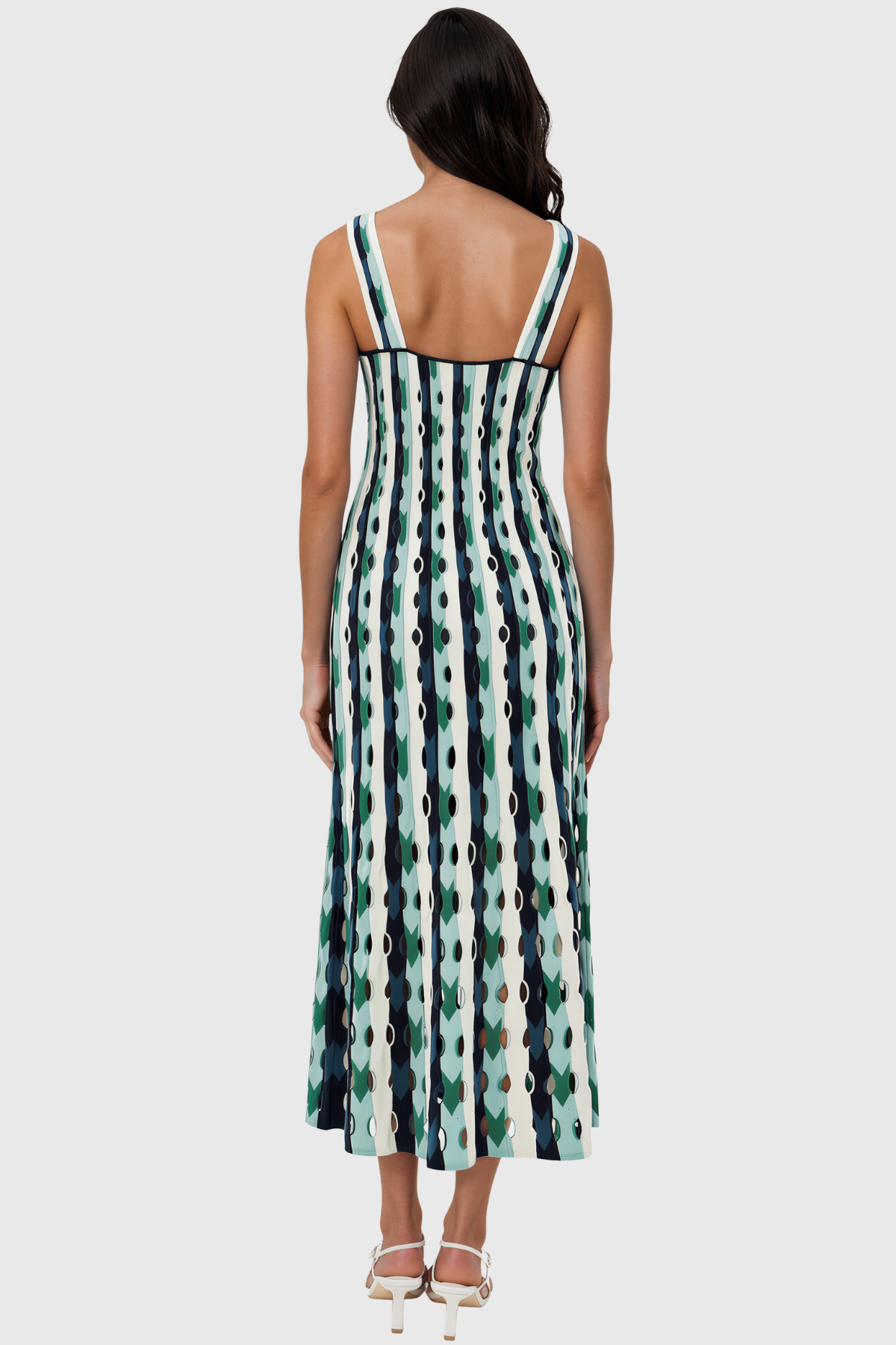 Karine Spaghetti Cutout Stripe Maxi Dress