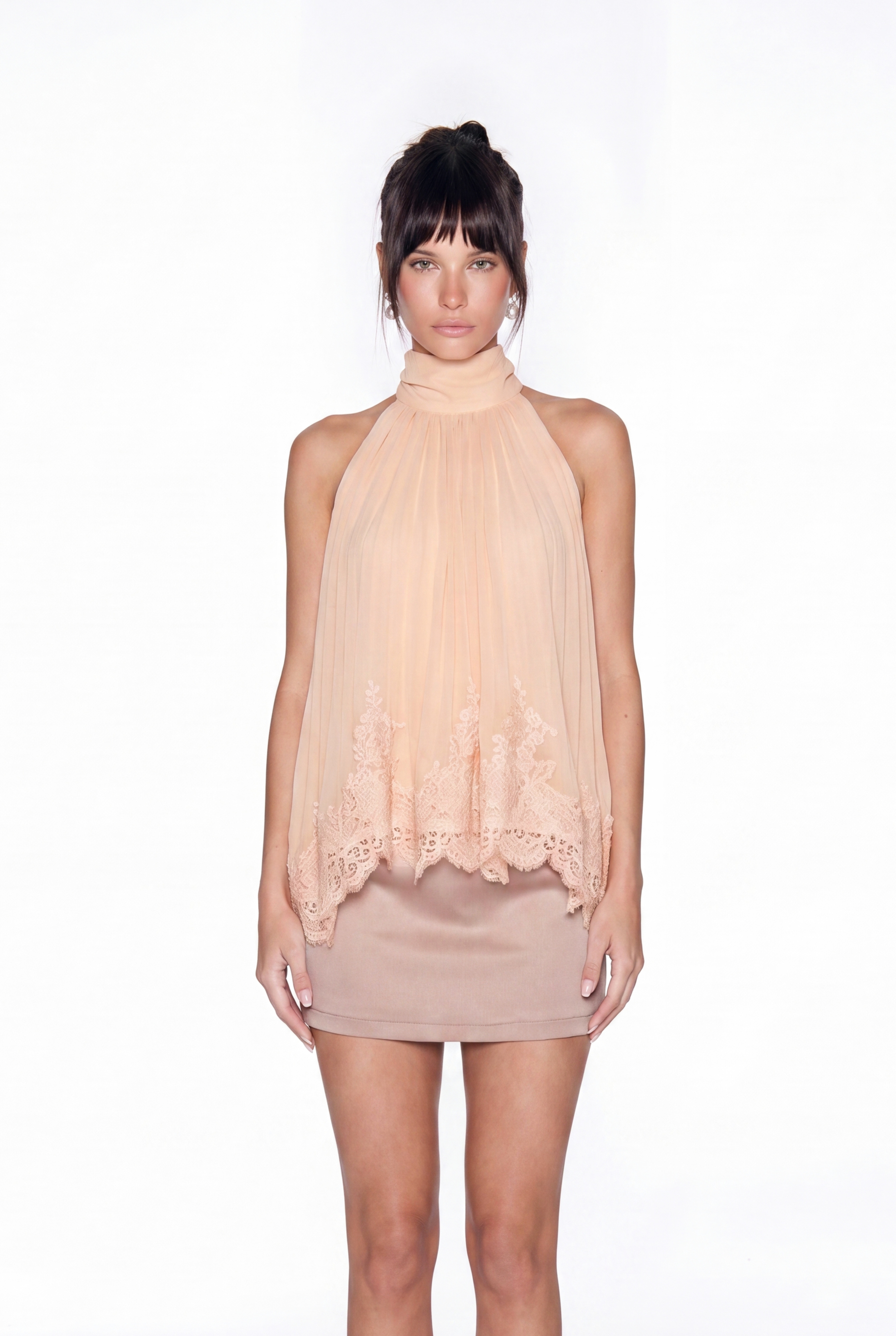 Karman Halter Neck Lace Skirt Set