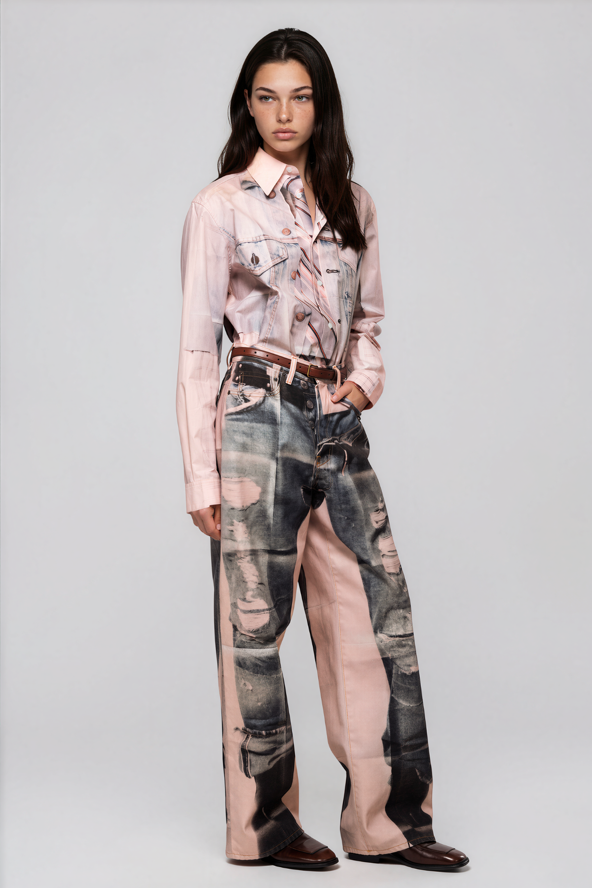 Karsen Asymmetric Print Jeans