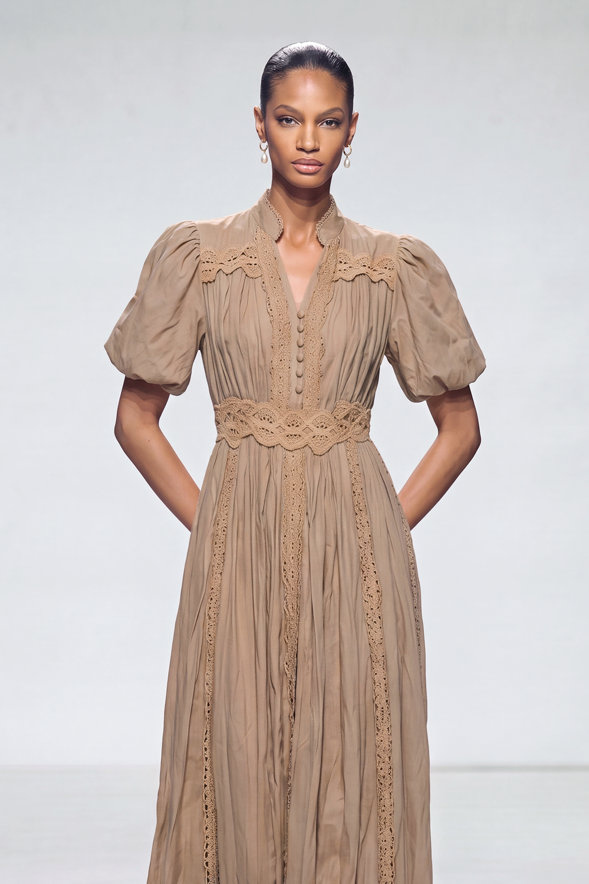 Kasai Puff Sleeve Lace Ruch Maxi Dress