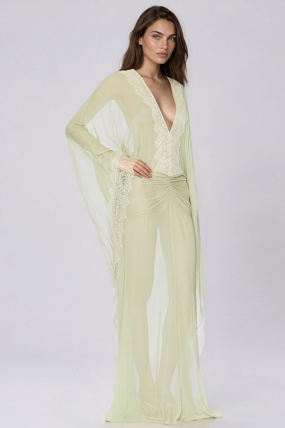 Kasani Long Sleeve Mesh Maxi Dress