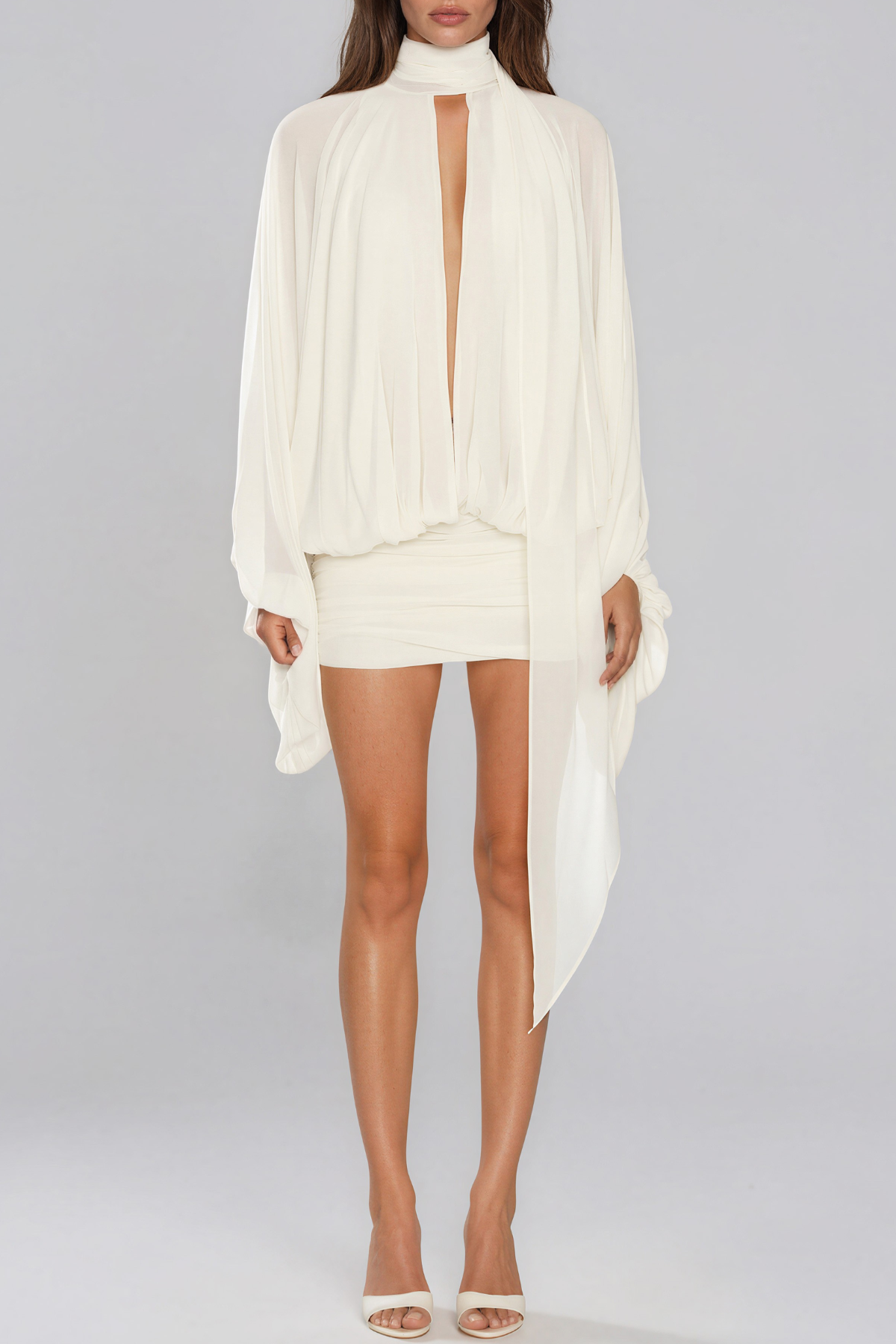 Kaseko High Neck Draped Mini Dress