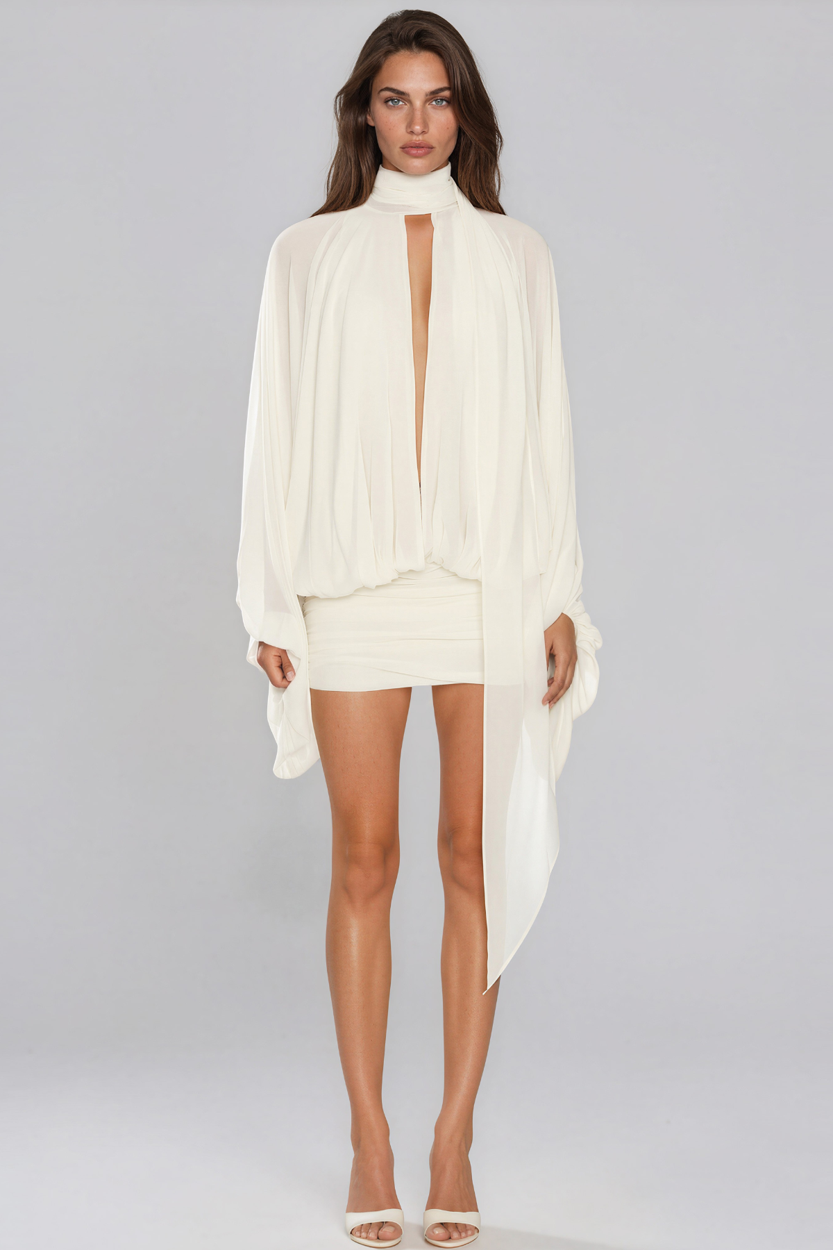 Kaseko High Neck Draped Mini Dress