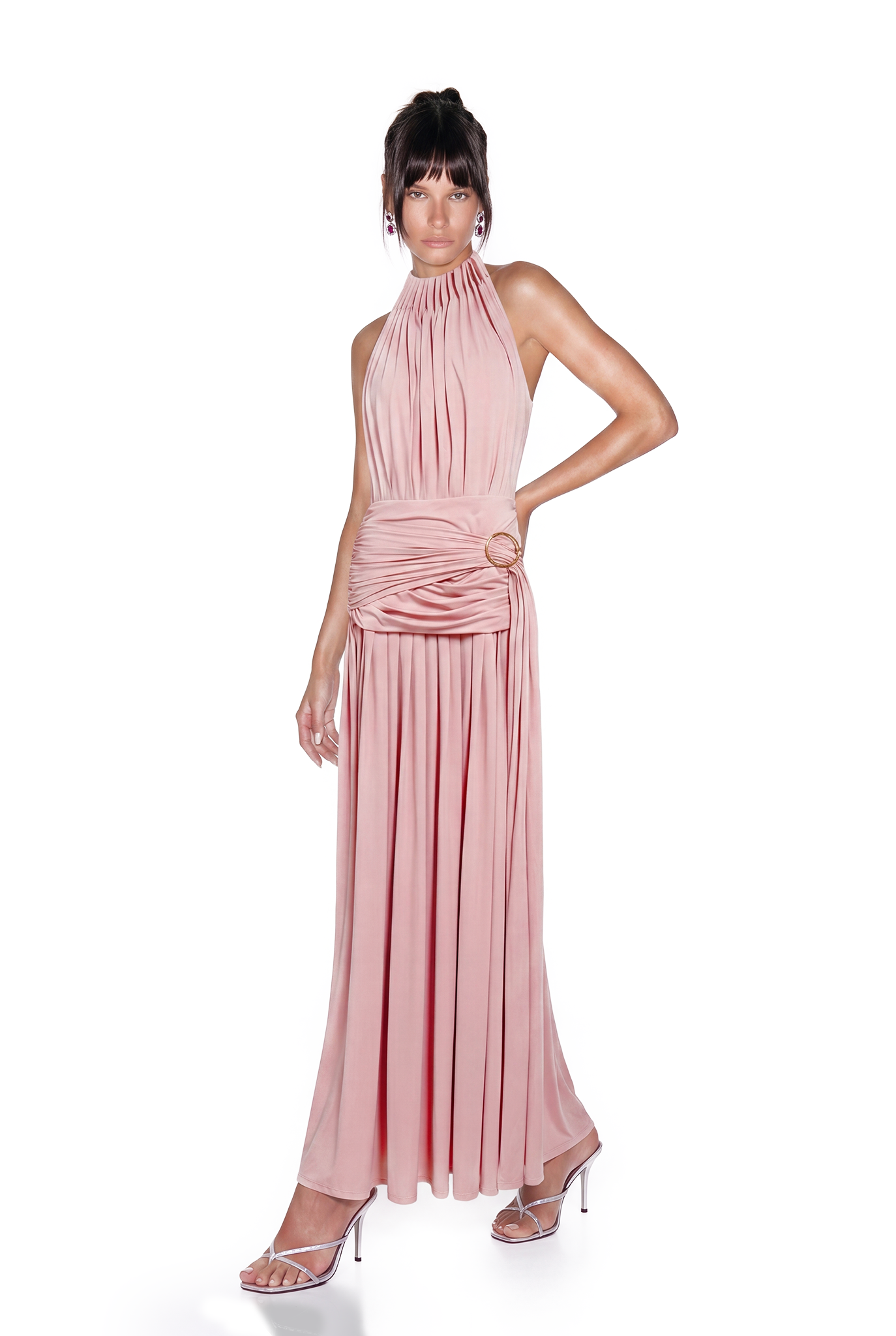 Kashveen Halter Neck Ruch Maxi Dress