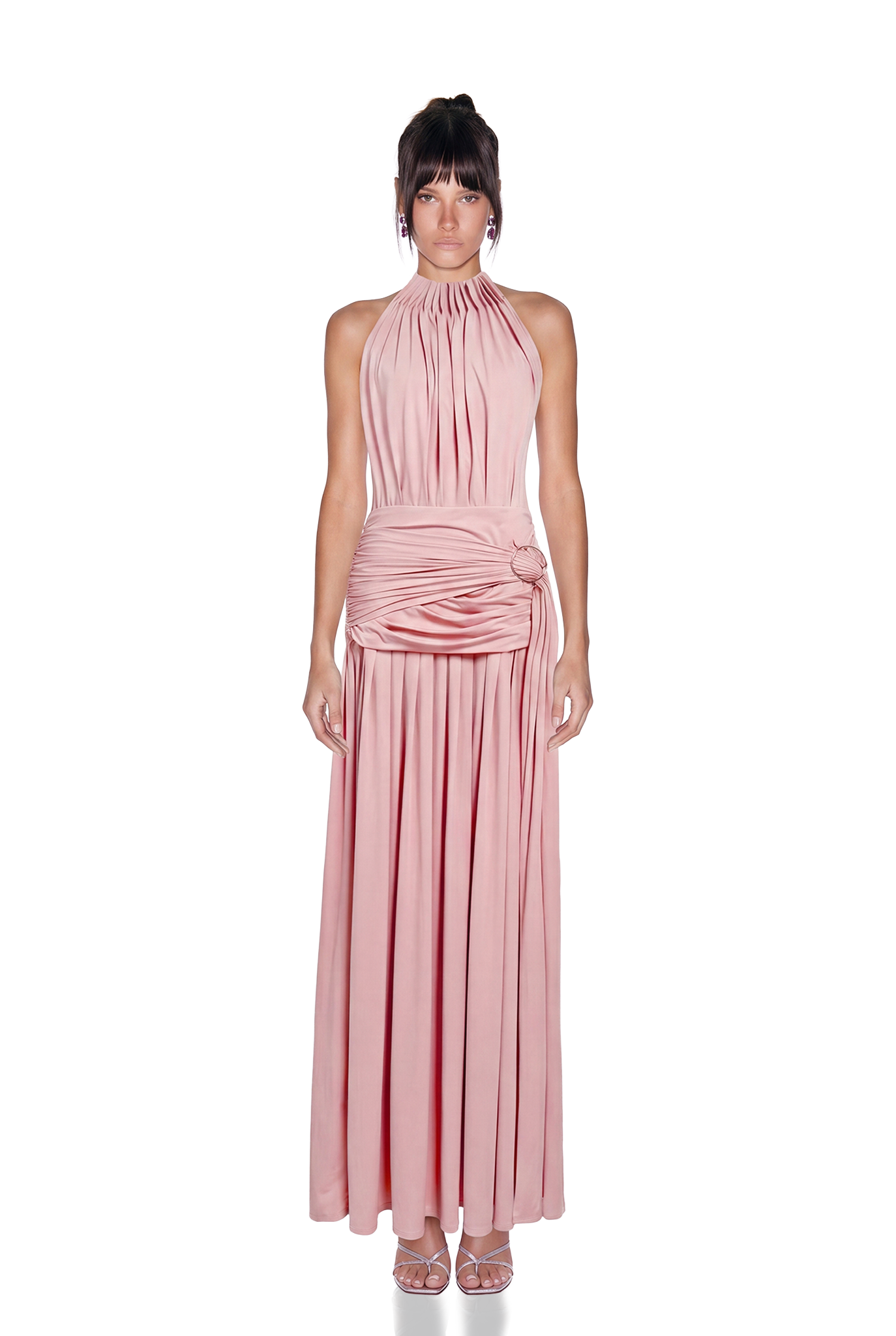 Kashveen Halter Neck Ruch Maxi Dress