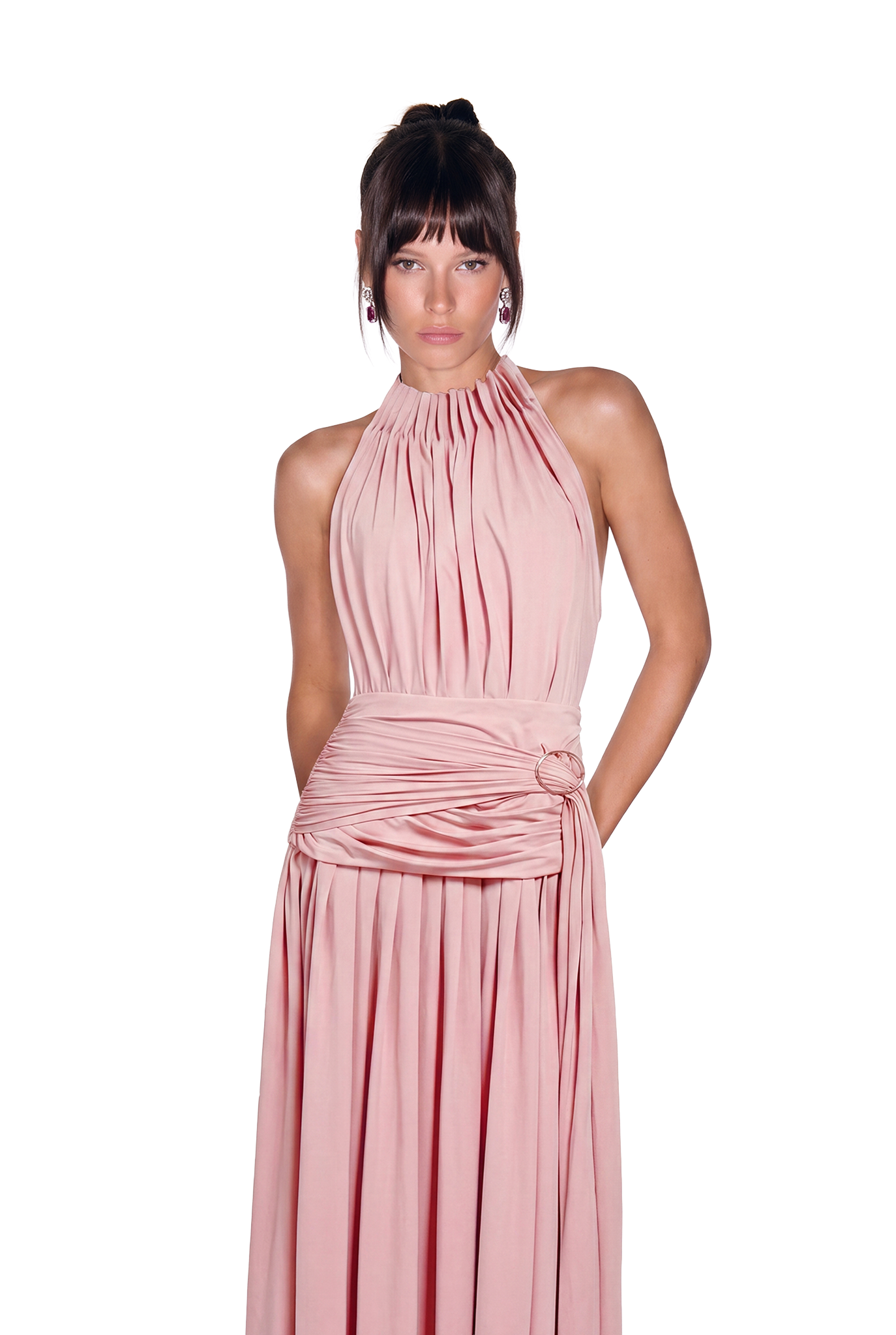 Kashveen Halter Neck Ruch Maxi Dress