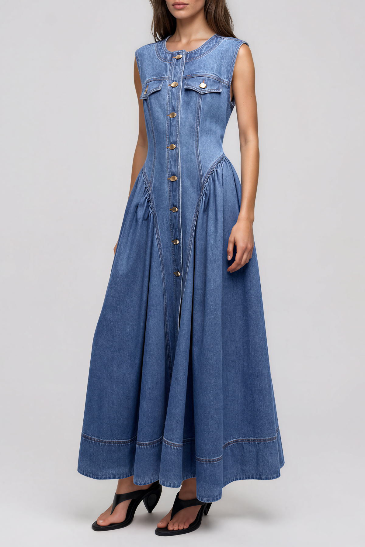 Kasib Sleeveless Denim Maxi Dress