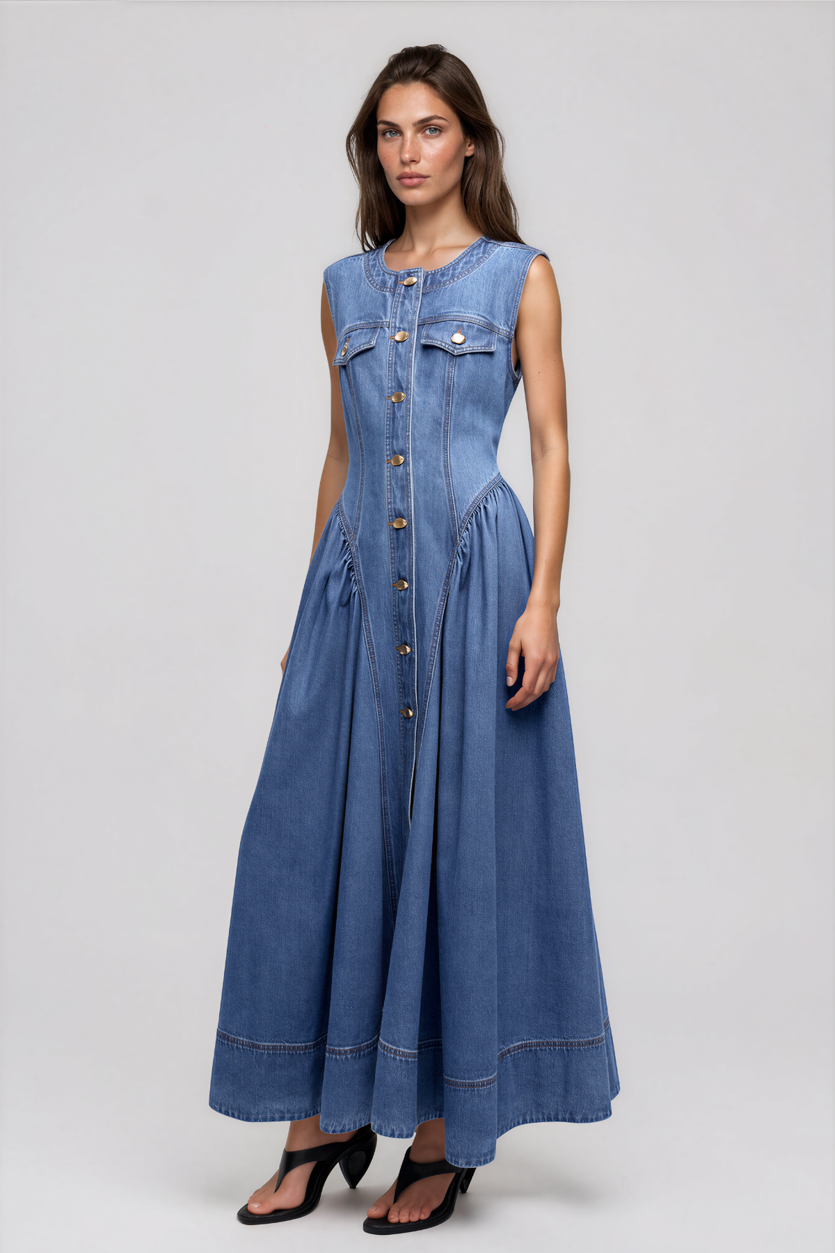 Kasib Sleeveless Denim Maxi Dress