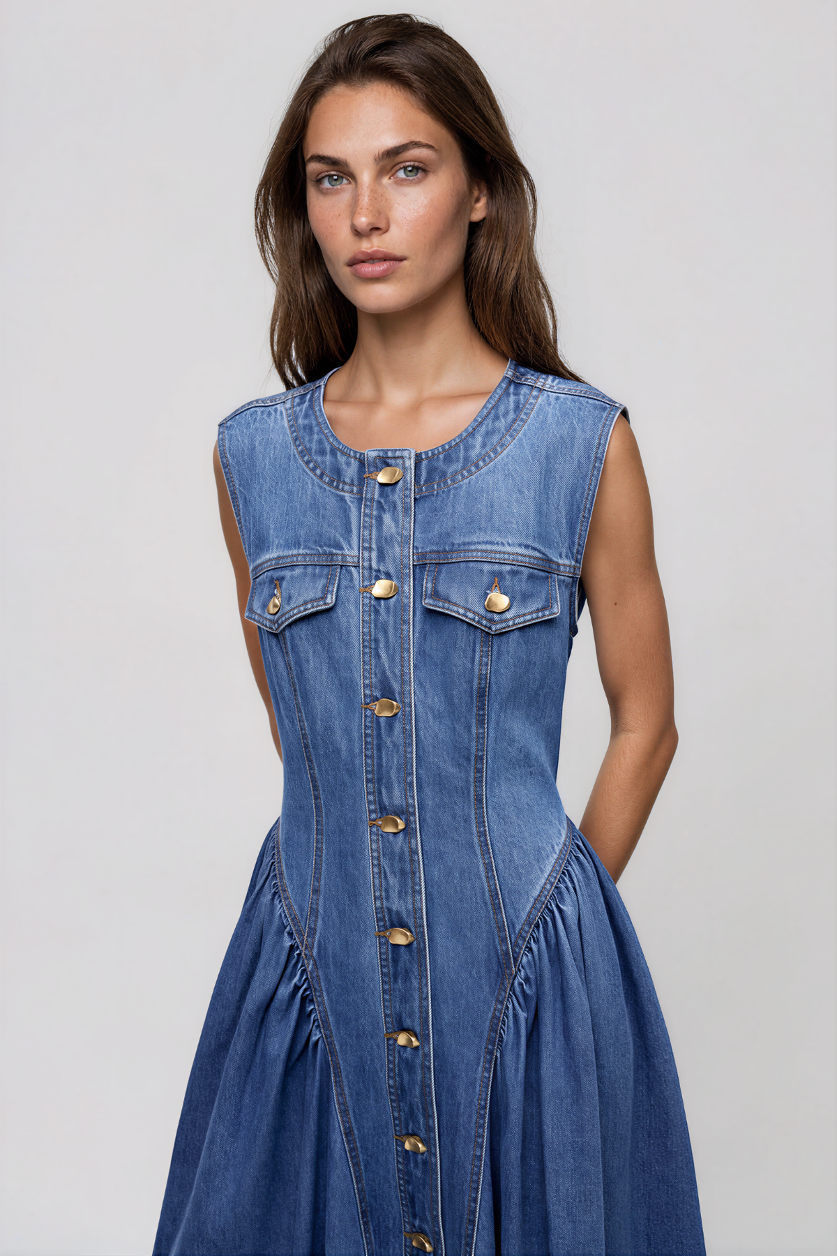 Kasib Sleeveless Denim Maxi Dress