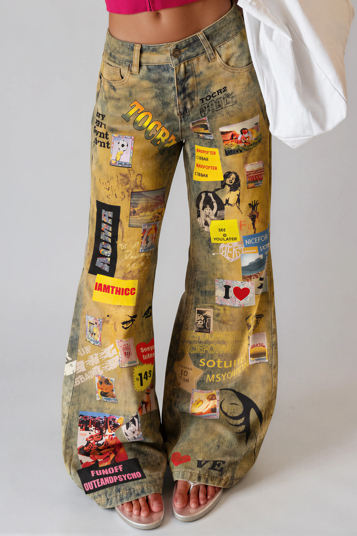 Kaspar Print Barrel Jeans