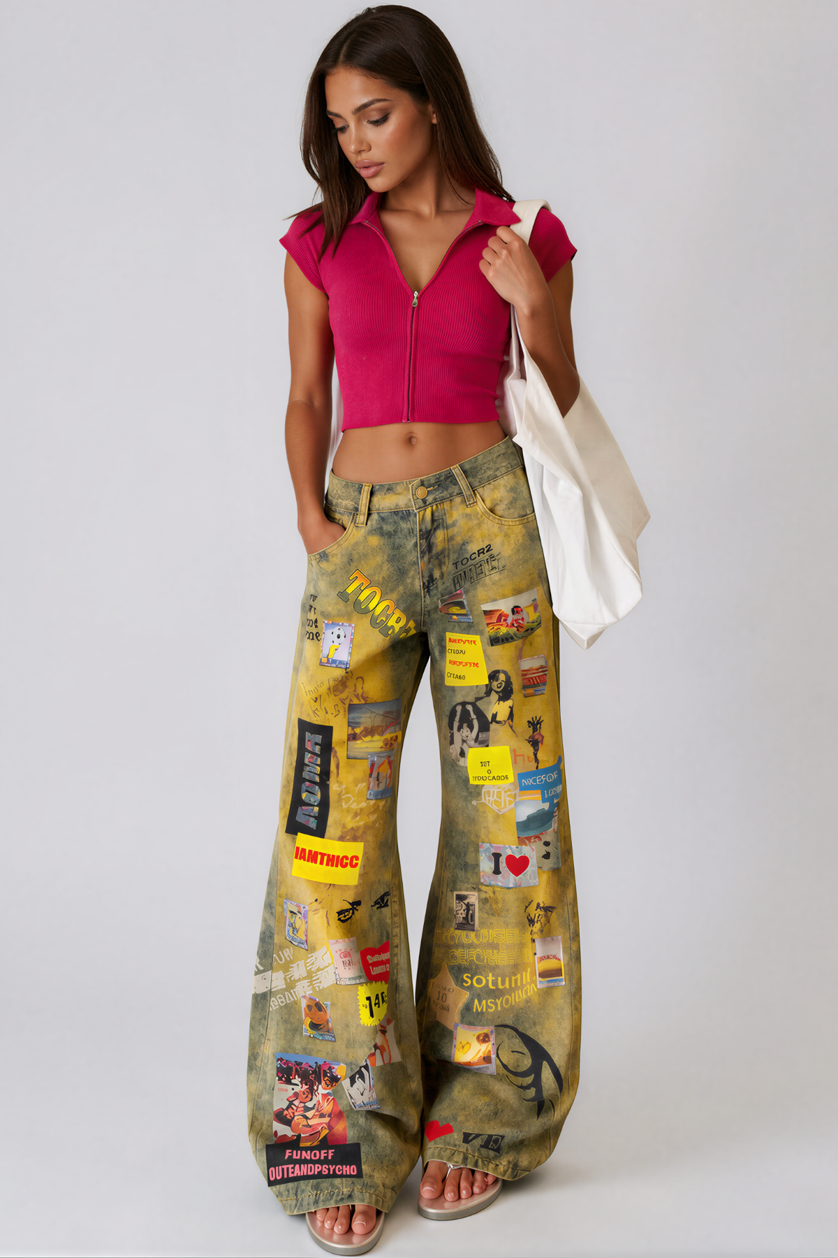 Kaspar Print Barrel Jeans