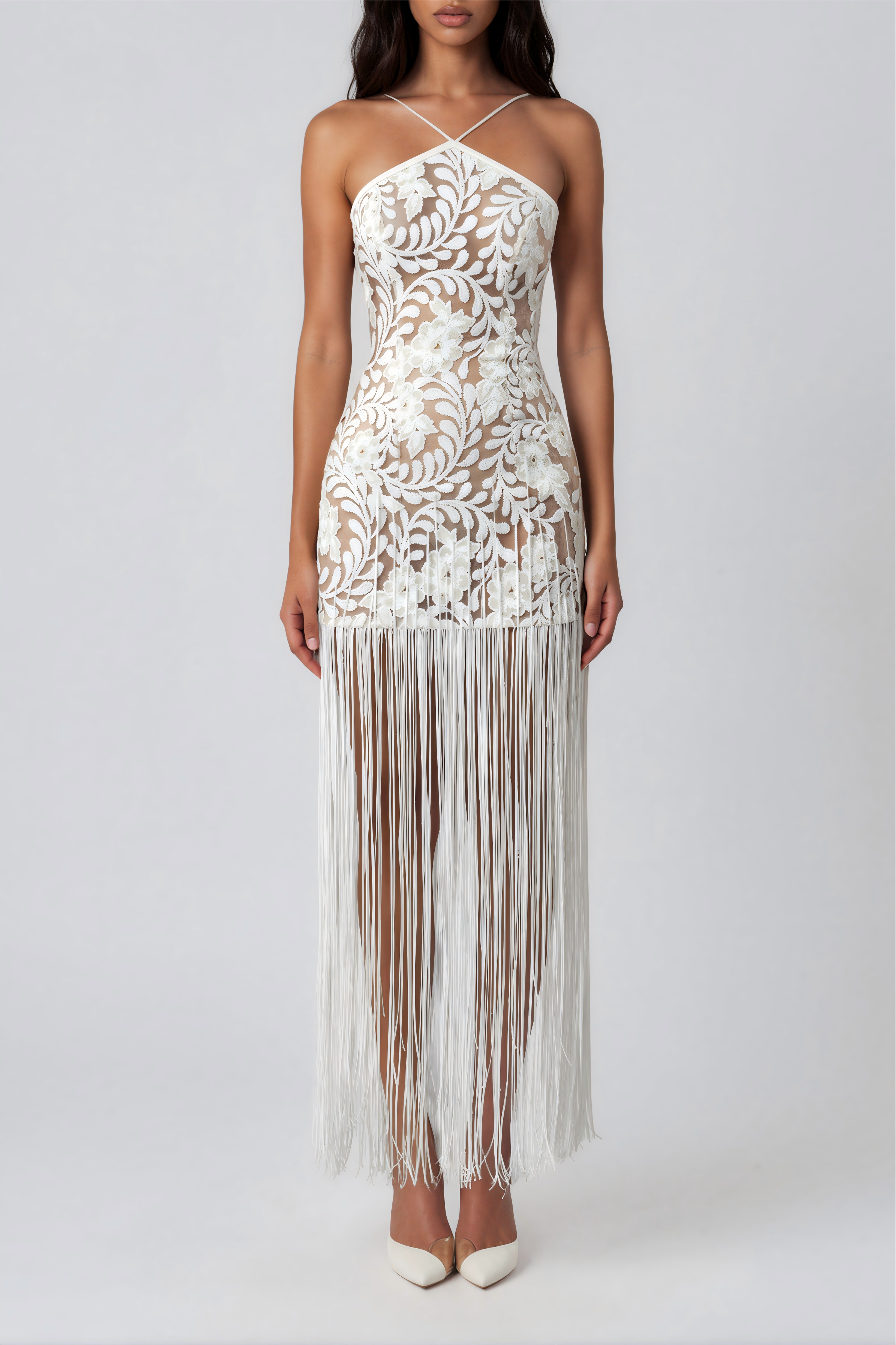 Kassandra Halter Neck Fringe Maxi Dress