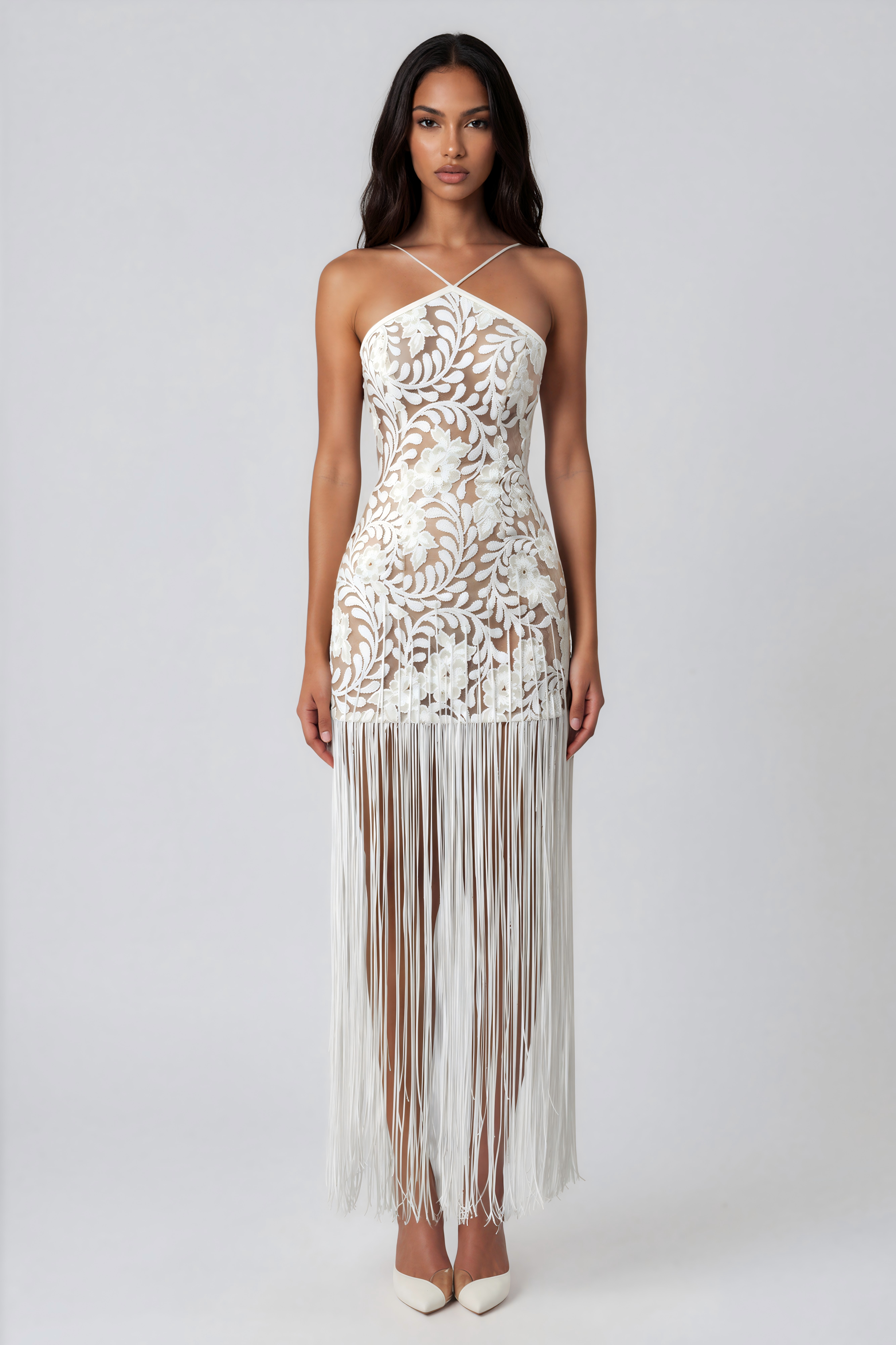 Kassandra Halter Neck Fringe Maxi Dress