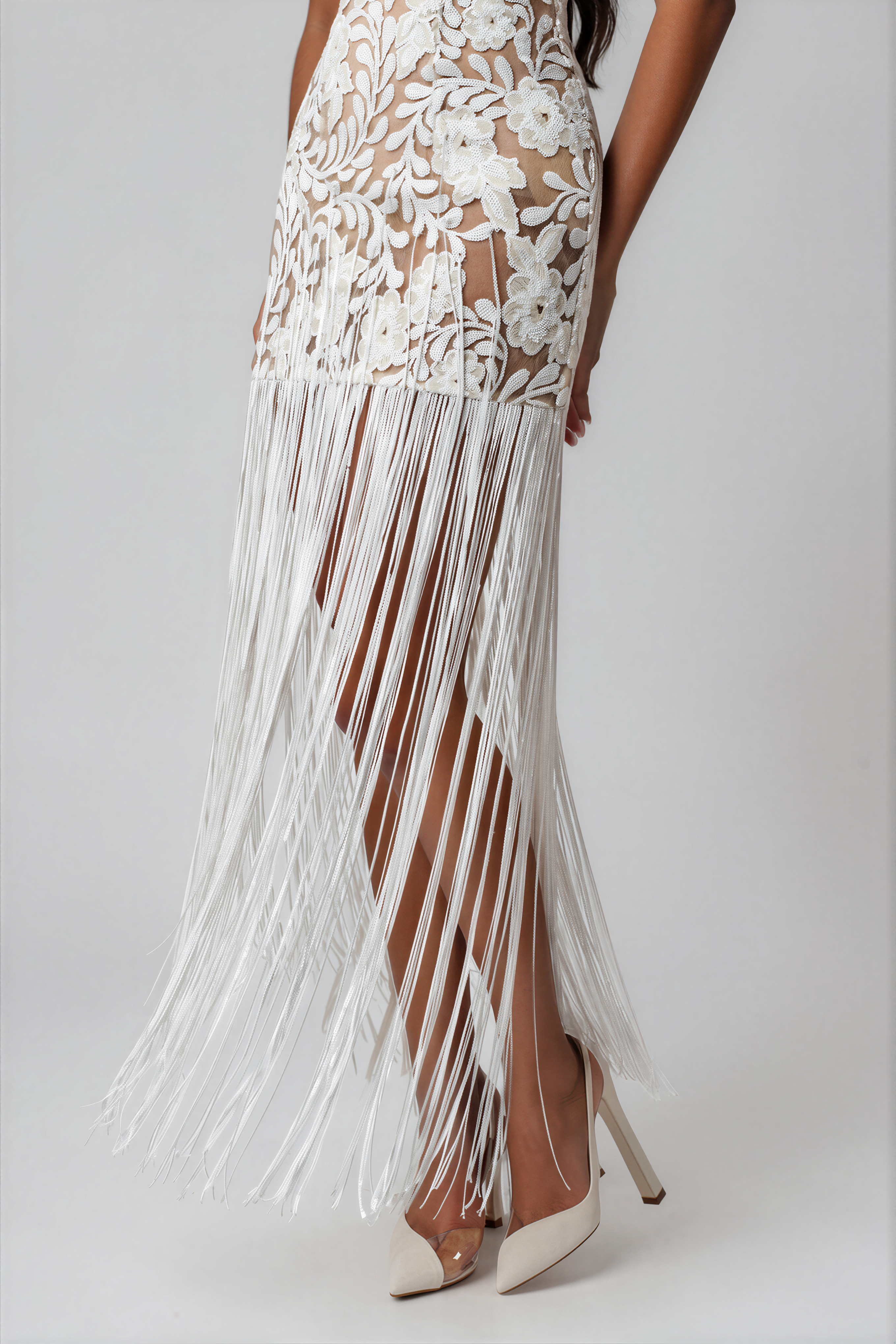 Kassandra Halter Neck Fringe Maxi Dress