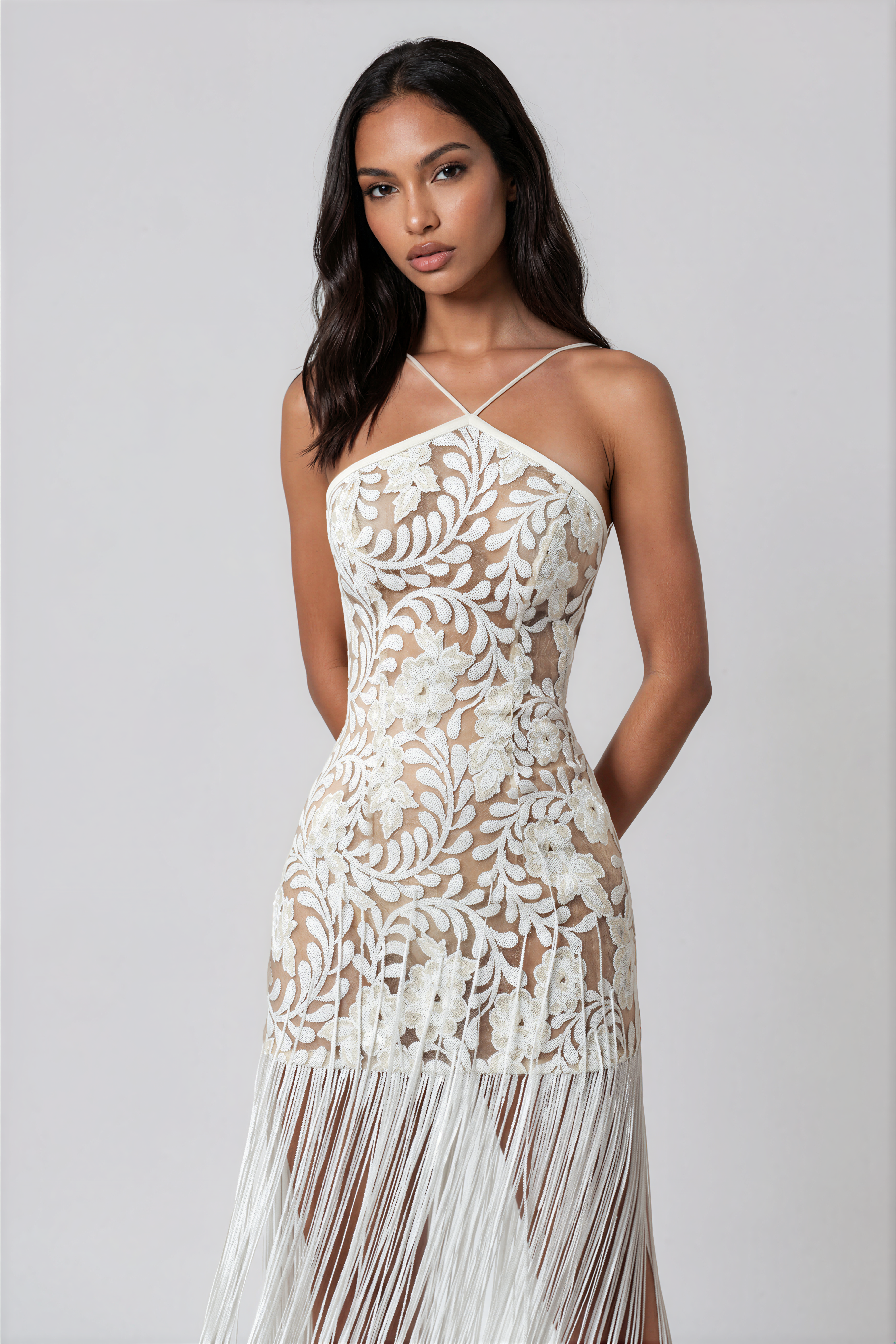 Kassandra Halter Neck Fringe Maxi Dress