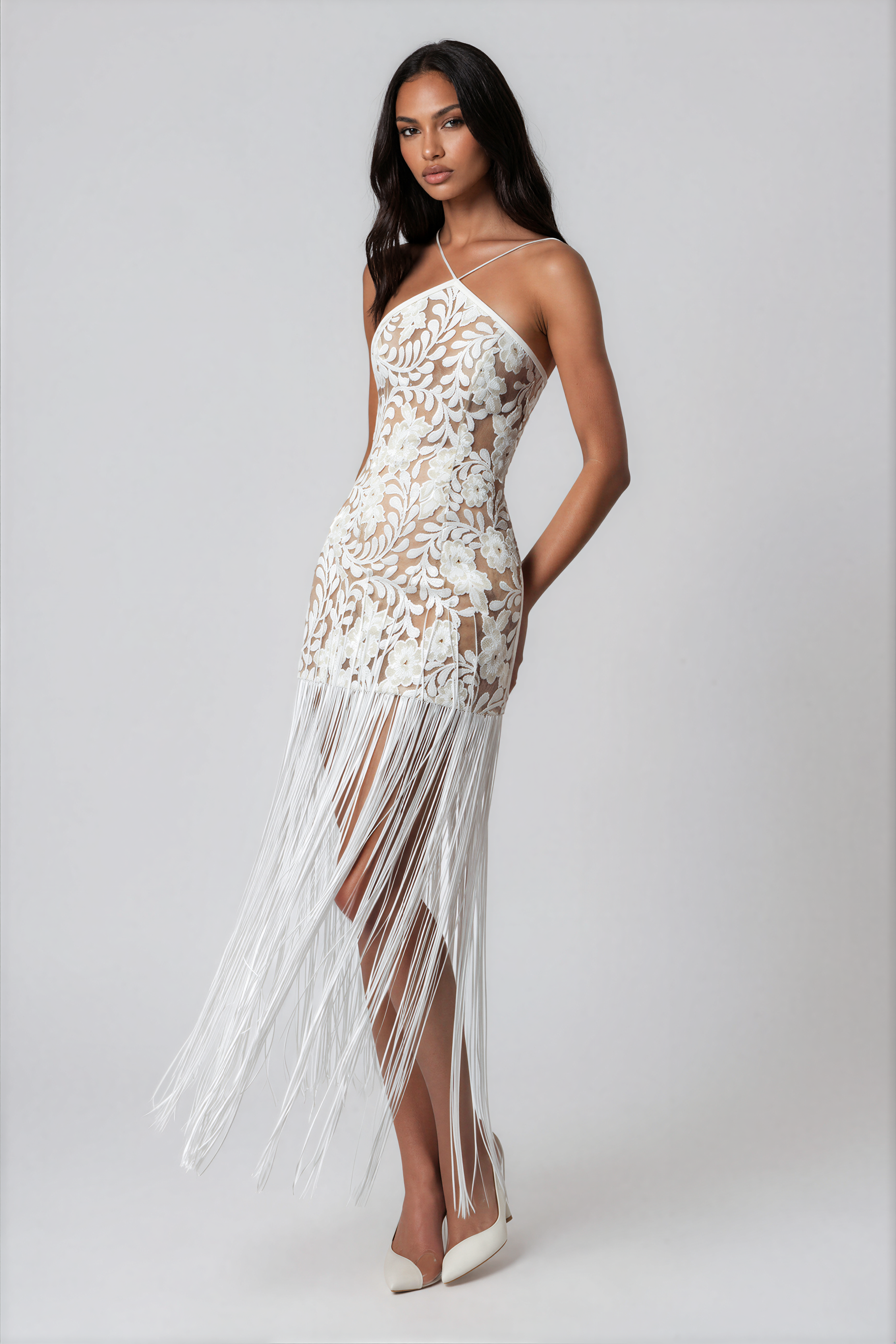 Kassandra Halter Neck Fringe Maxi Dress