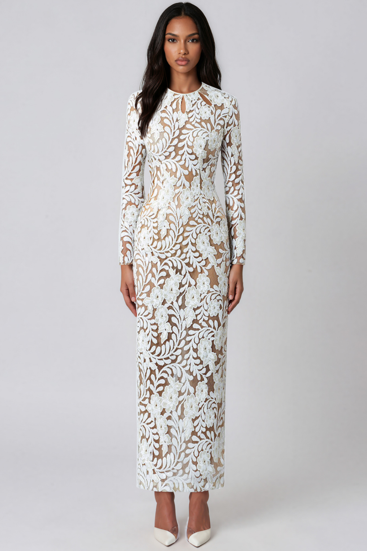 Kassandra Long Sleeve Embroidered Maxi Dress