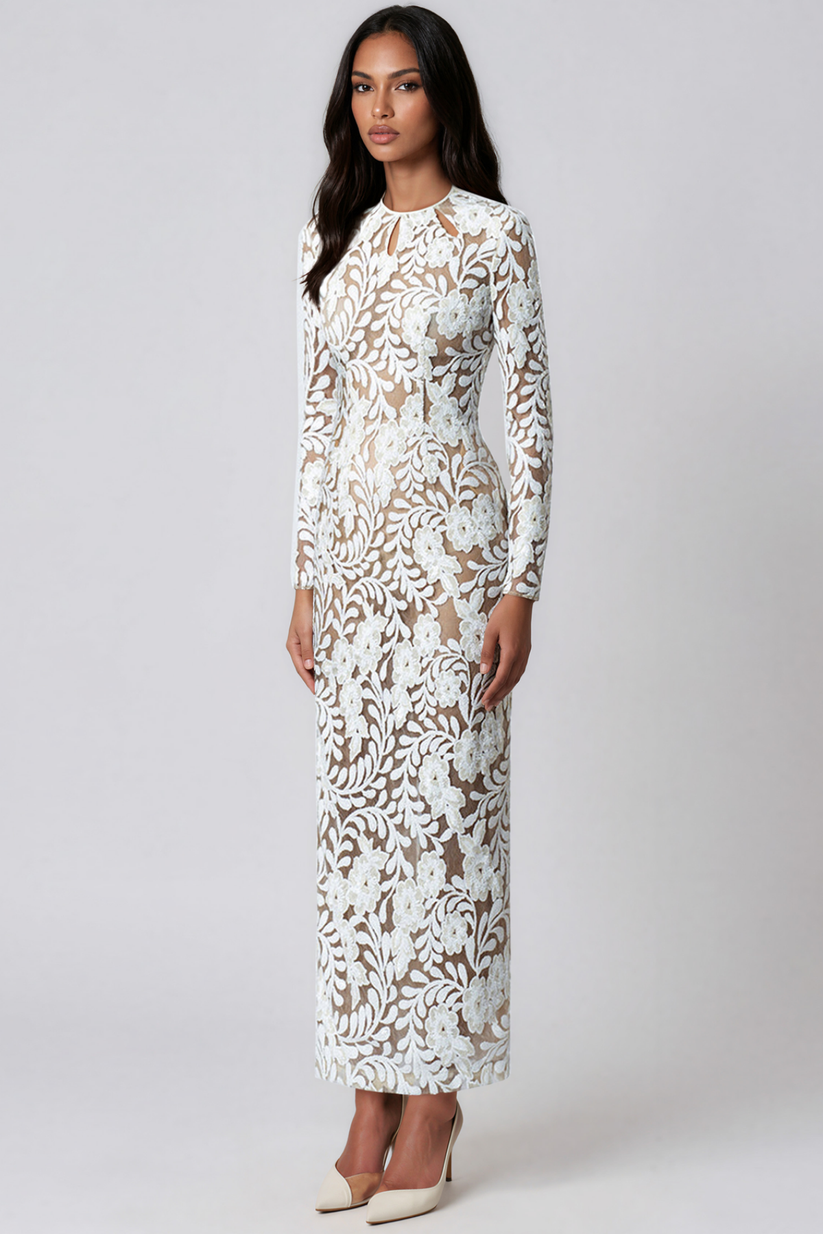 Kassandra Long Sleeve Embroidered Maxi Dress