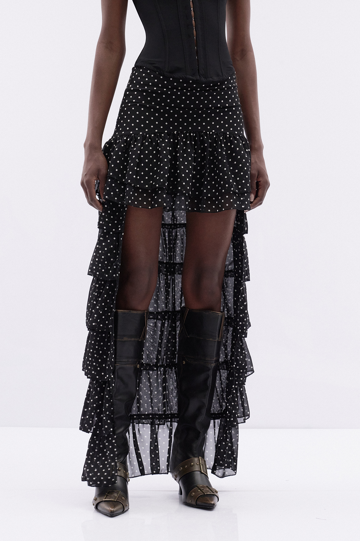 Kathryn Dot High Low Mini Skirt