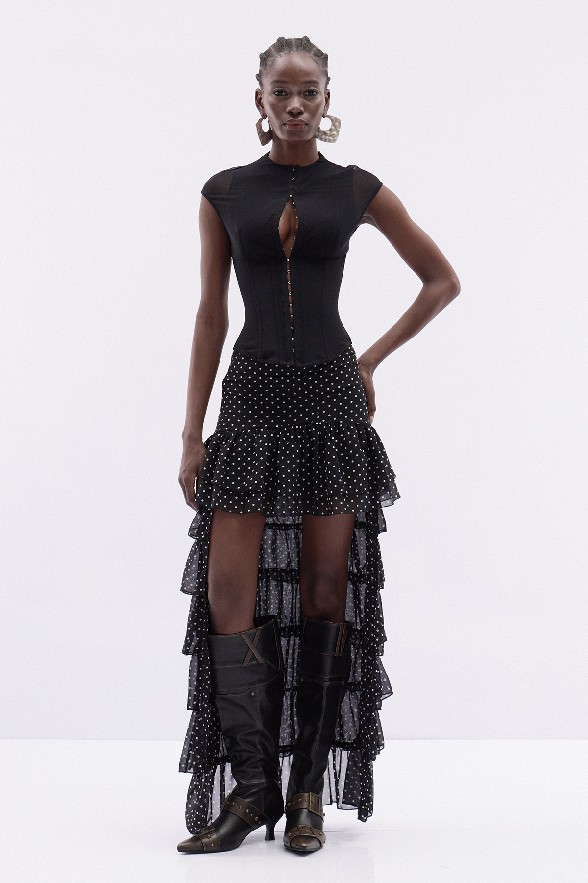 Kathryn Dot High Low Mini Skirt