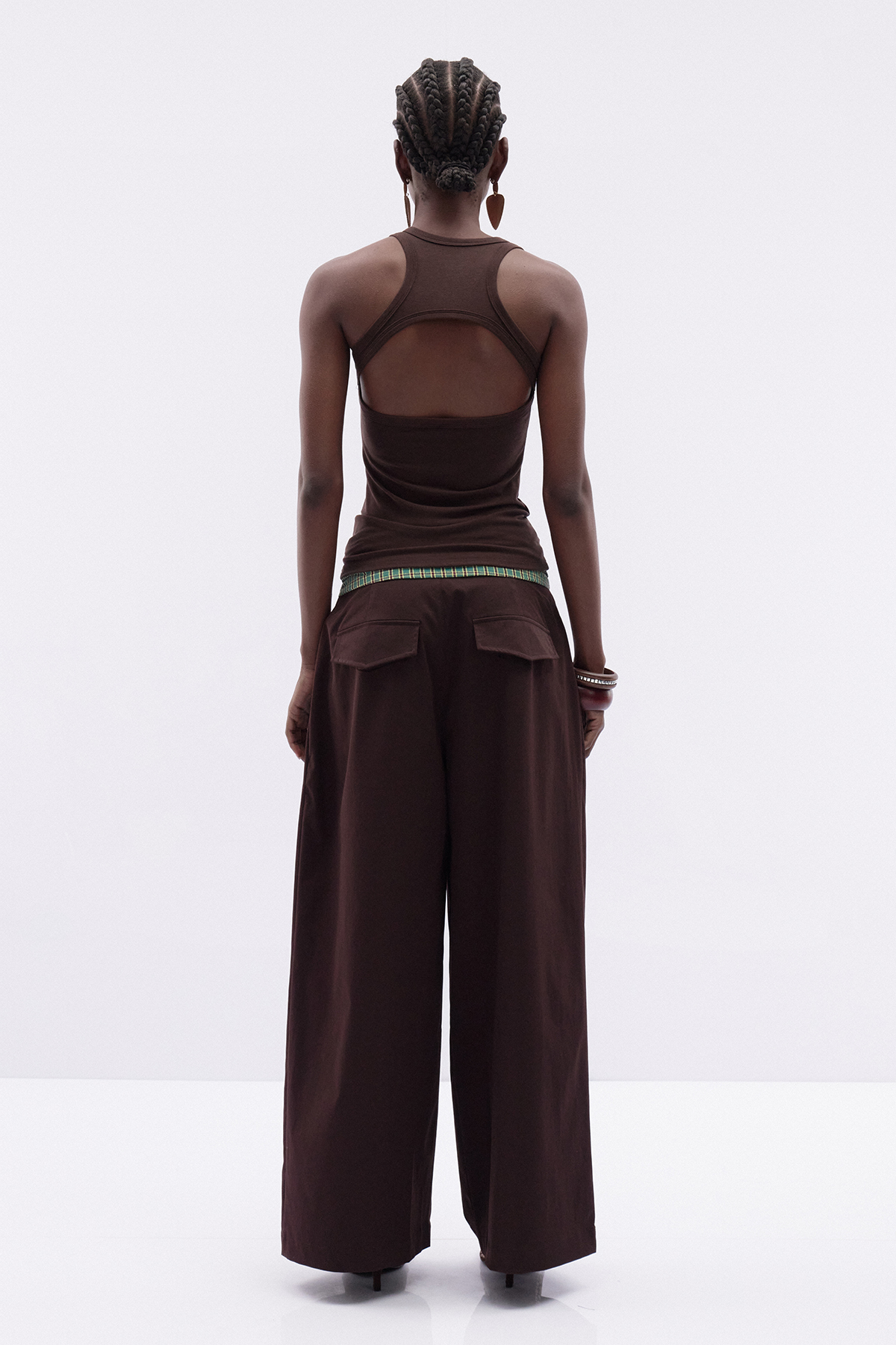 Katie Sleeveless Grid Pants Set