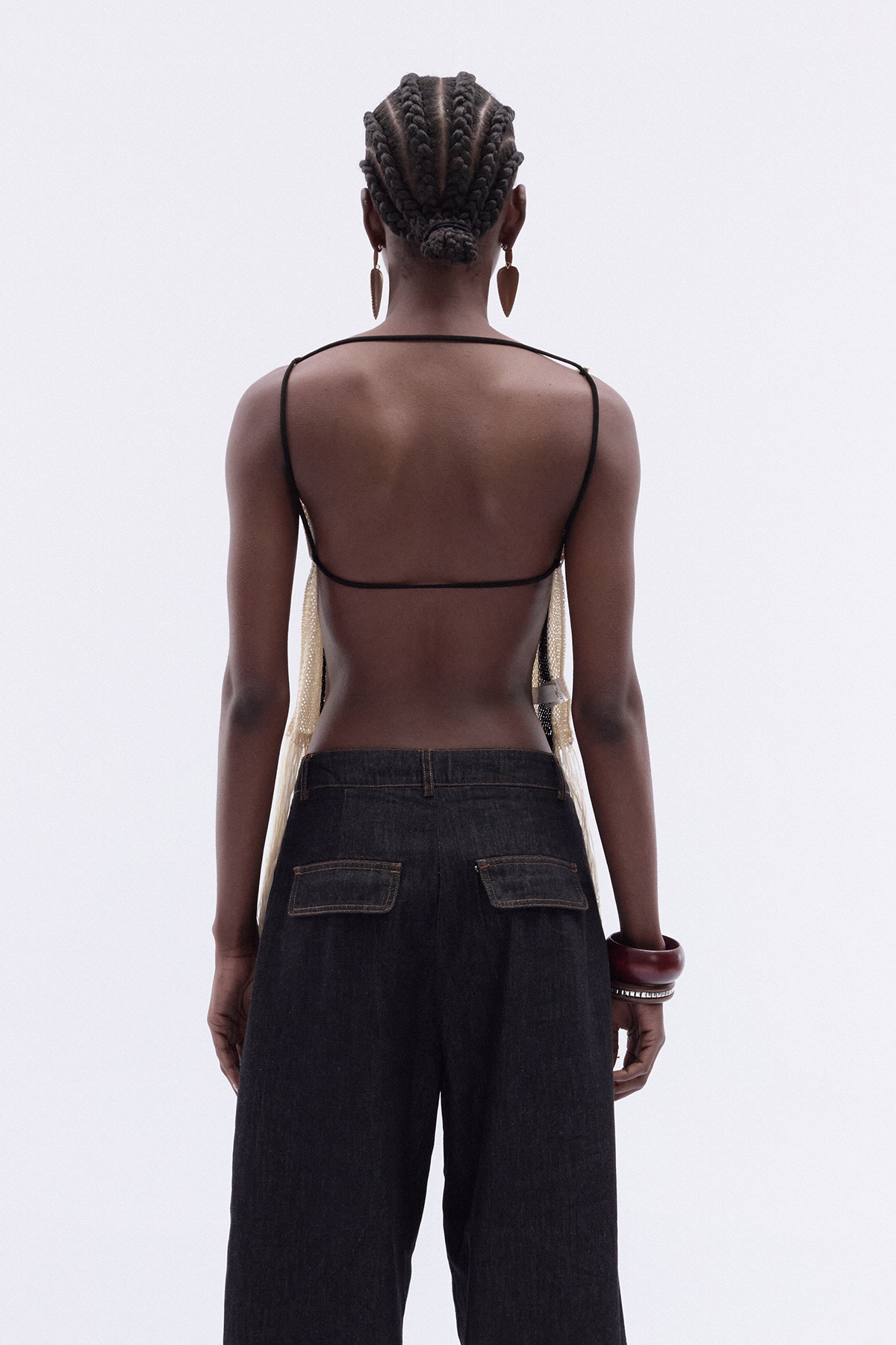 Katima Backless Fringe Knit Top