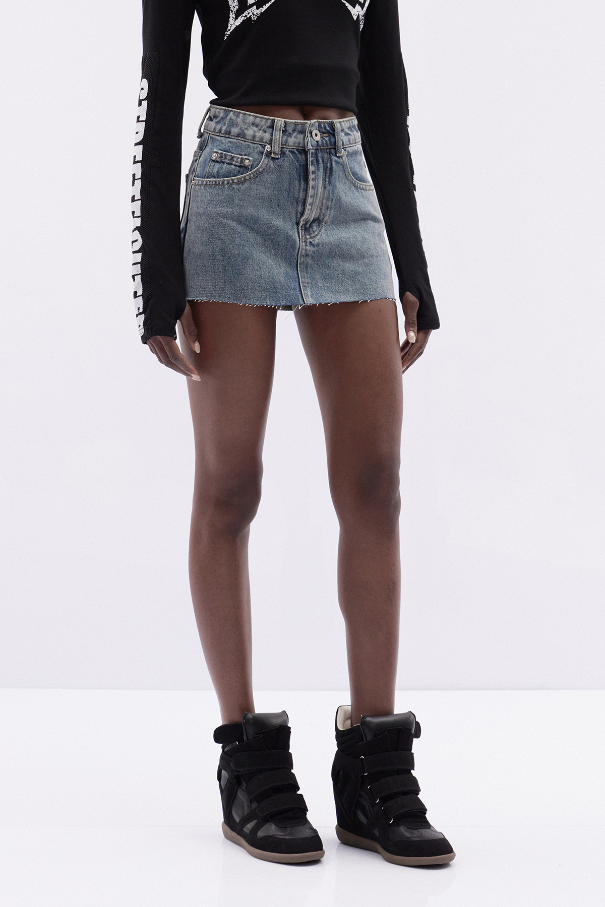 Katrien Deconstruct Denim Mini Skirt