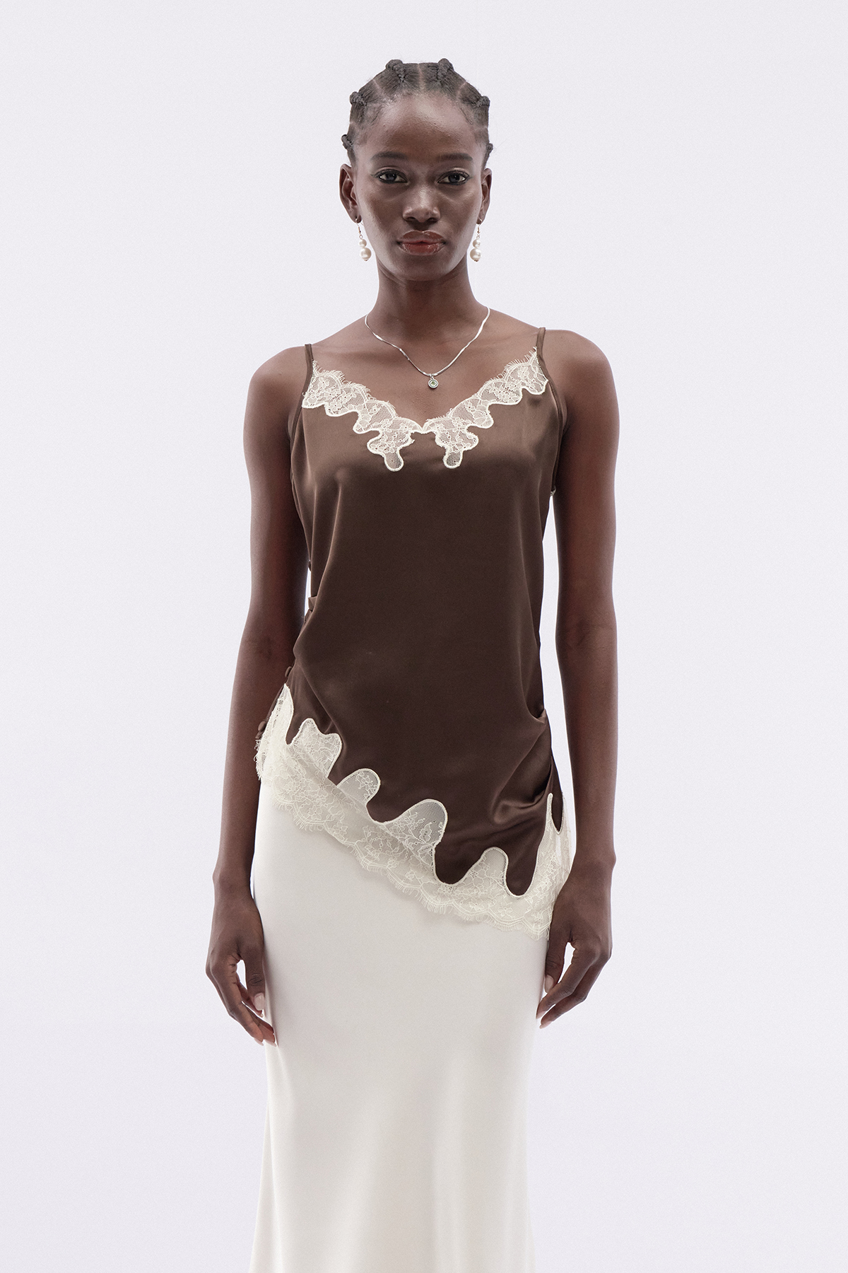 Katsuko Spaghetti Lace Asymmetric Top