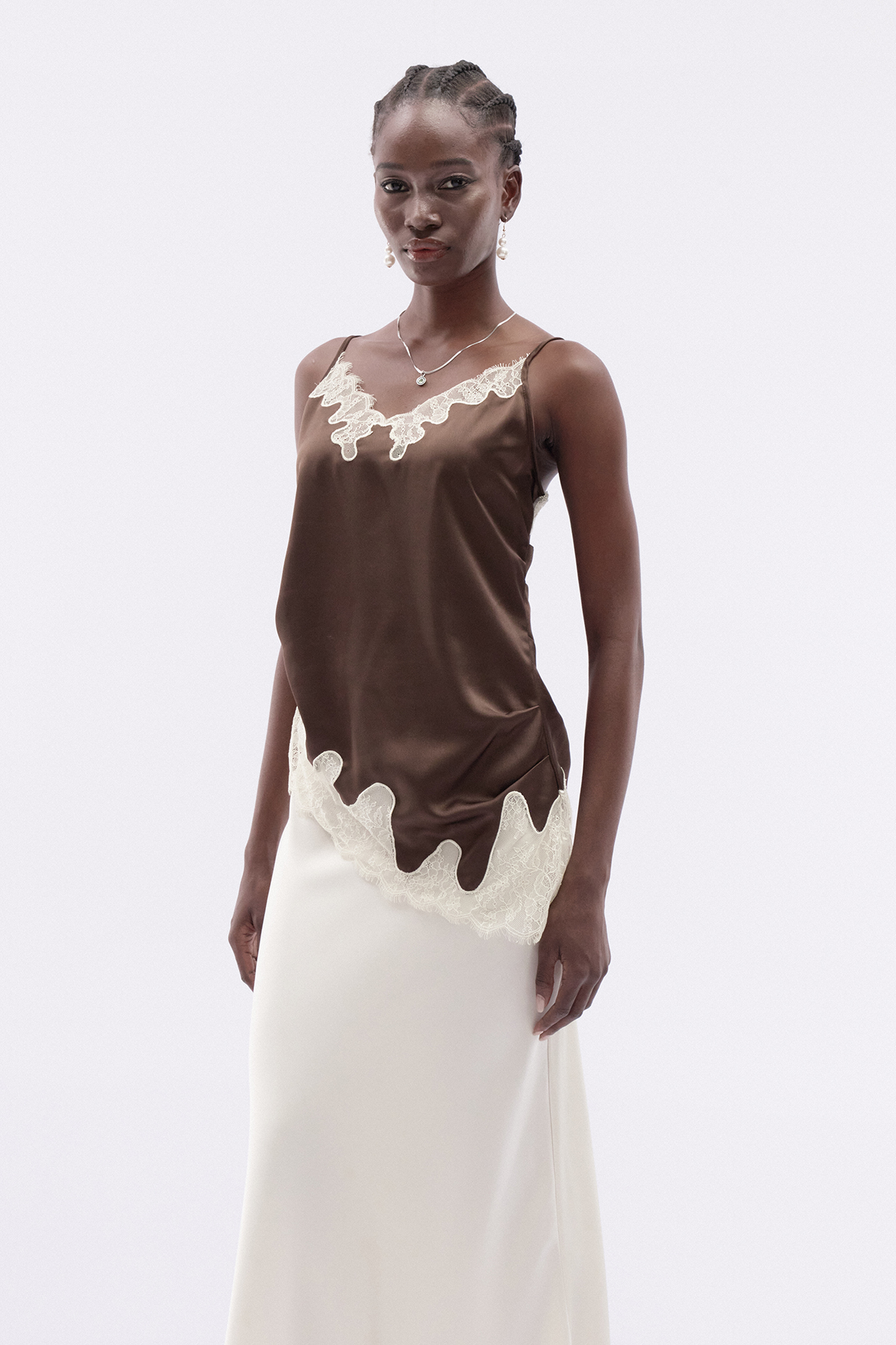 Katsuko Spaghetti Lace Asymmetric Top