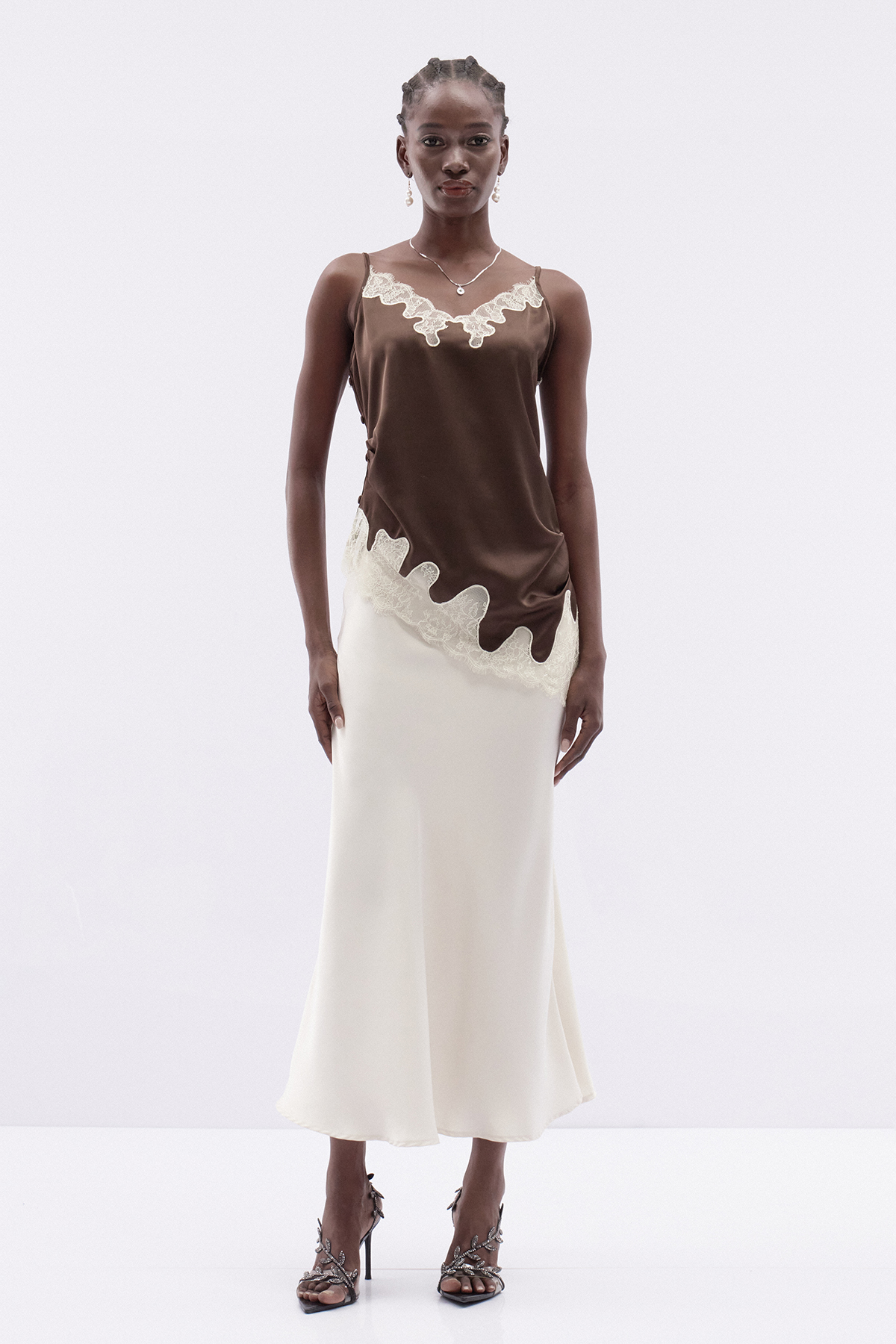 Katsuko Spaghetti Lace Asymmetric Top