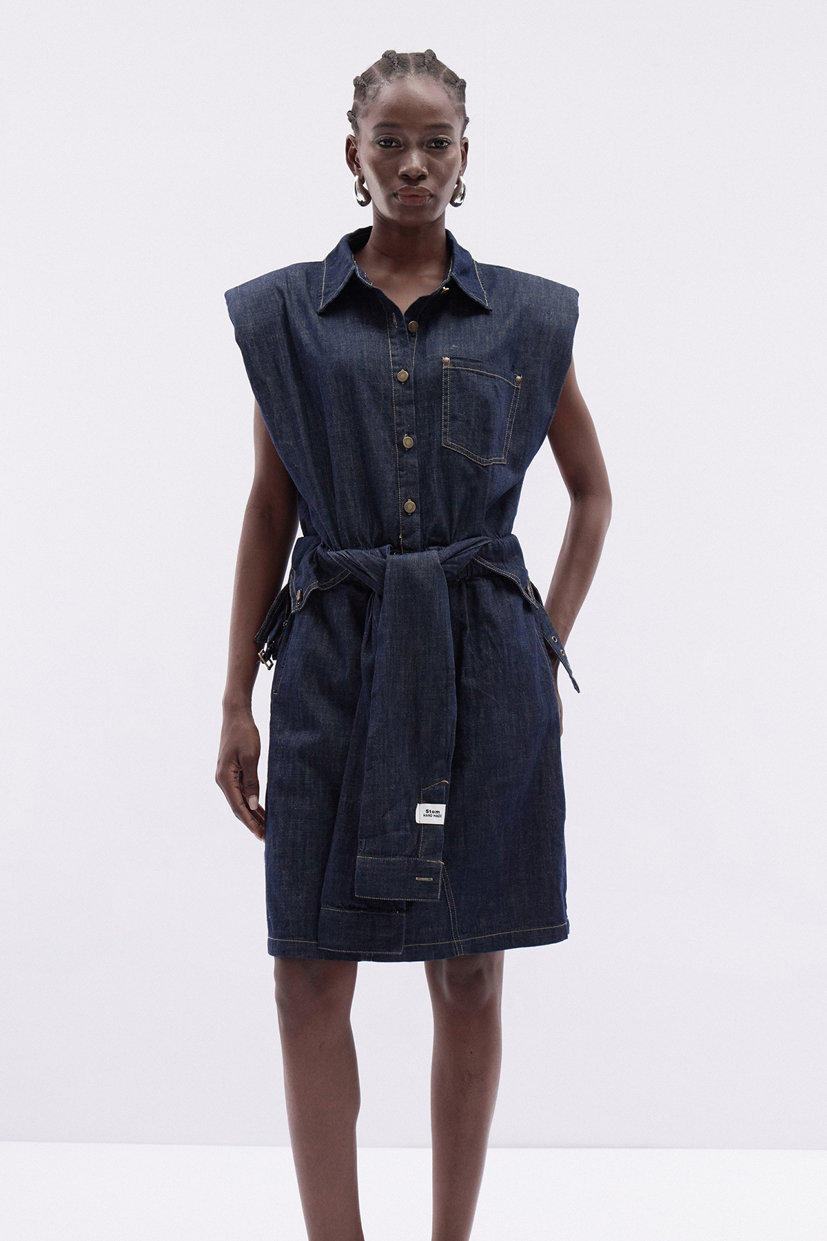 Katsurou Sleeveless Tie Up Denim Mini Dress