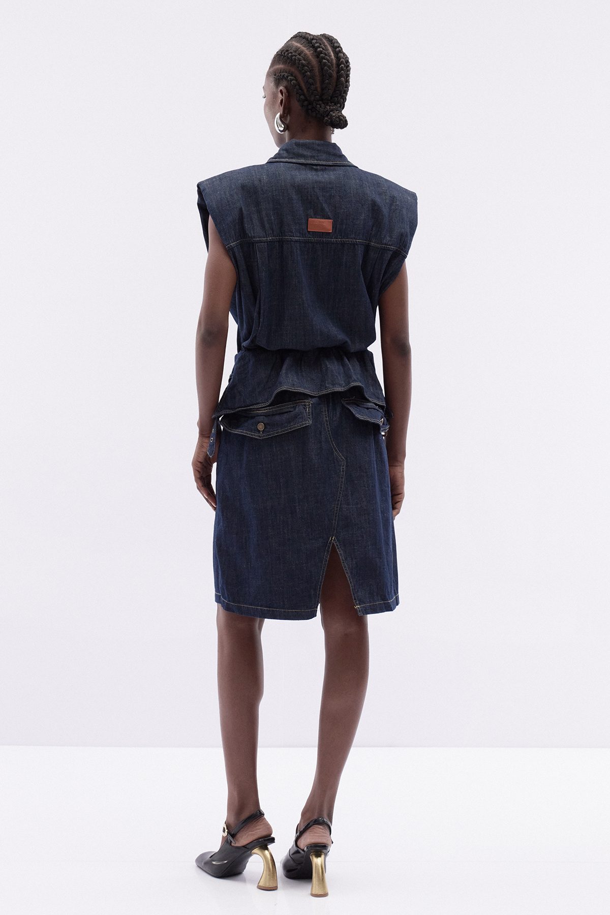 Katsurou Sleeveless Tie Up Denim Mini Dress