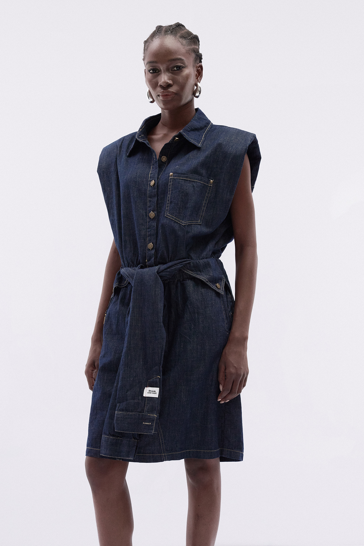 Katsurou Sleeveless Tie Up Denim Mini Dress